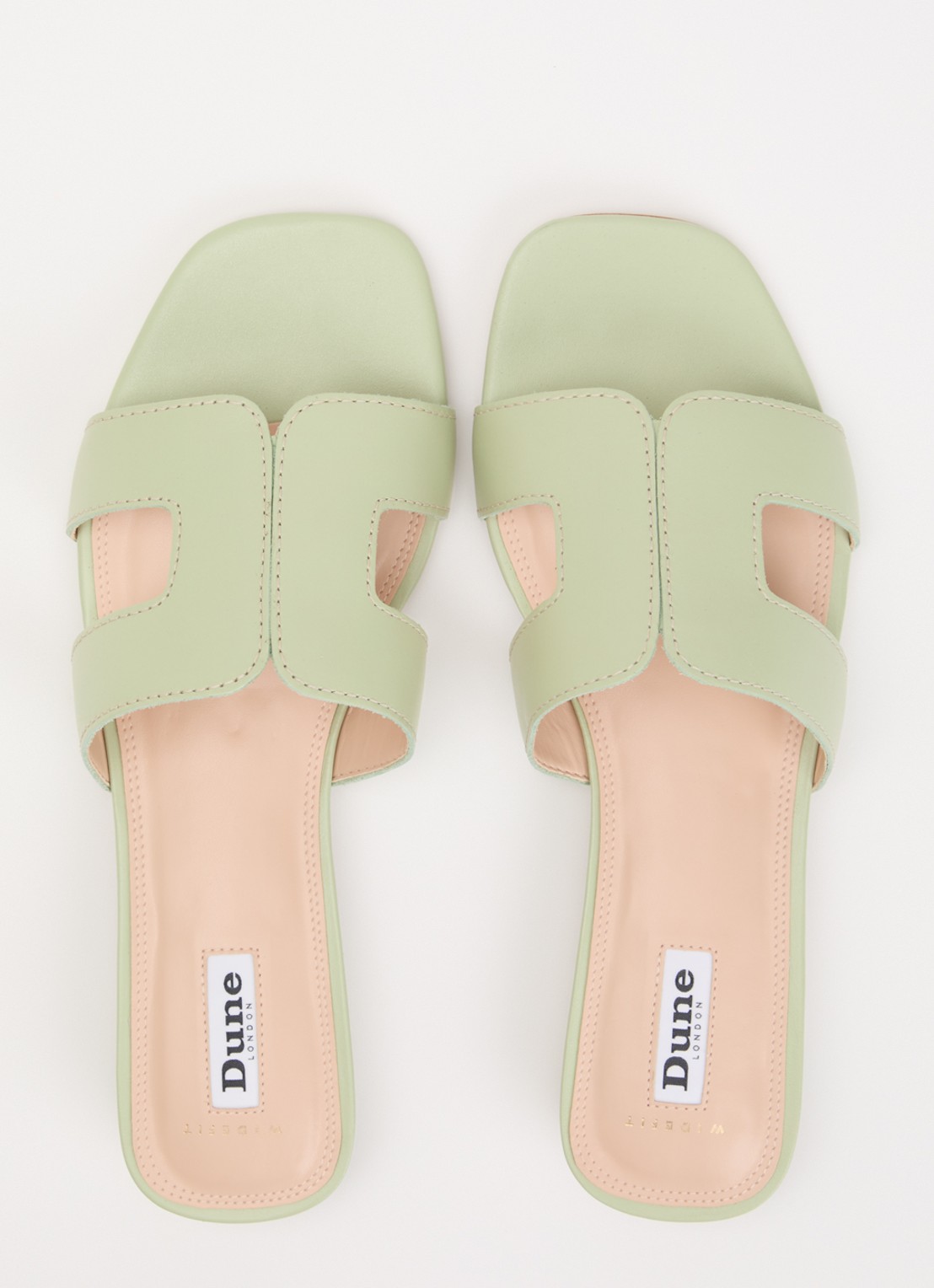Dune London Wide Fit Loupe sandaal van leer - detail 3 lichtgroen