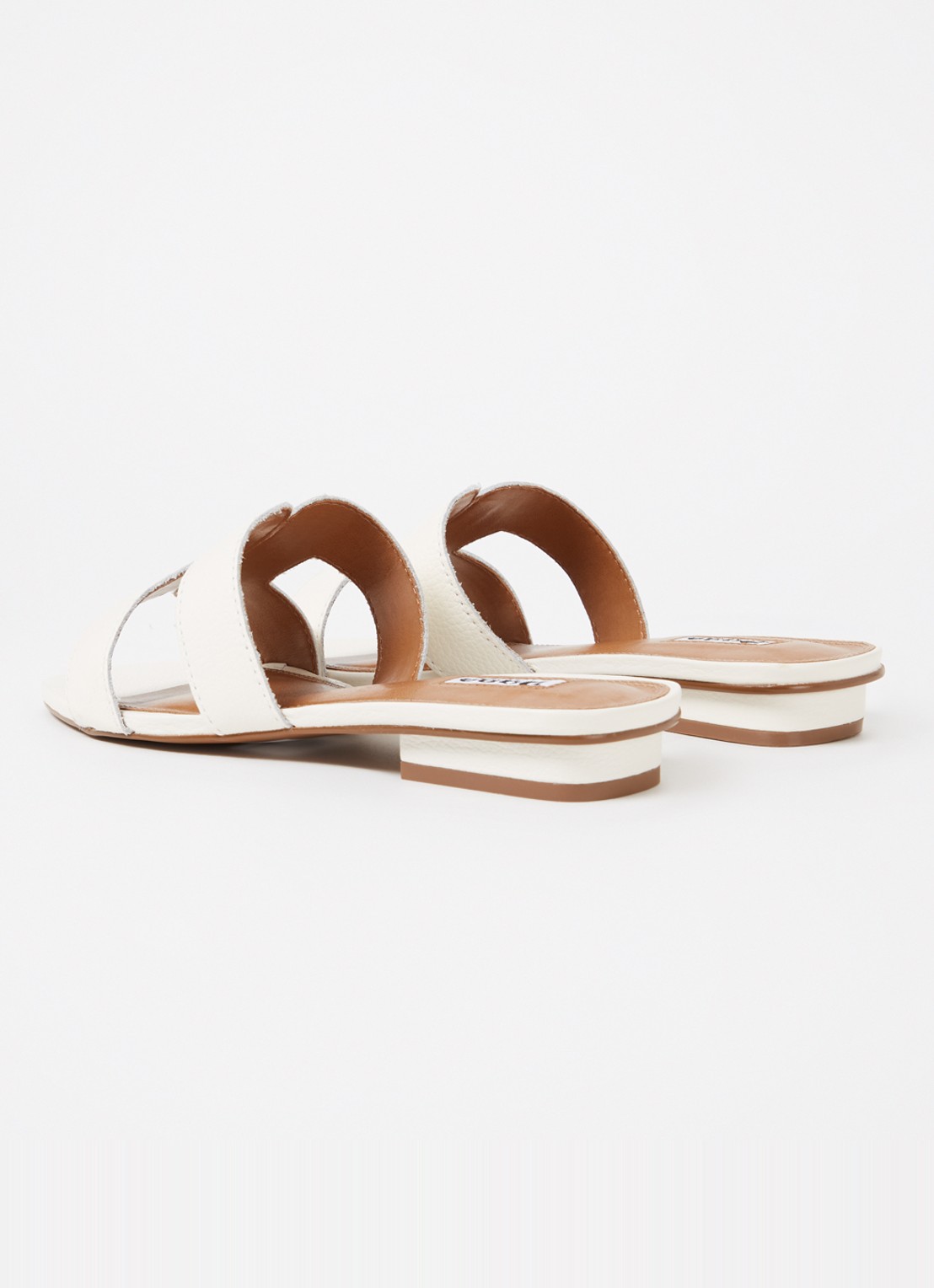 Dune London Wide Fit Loupe slipper van leer - achterkant 5 gebroken wit