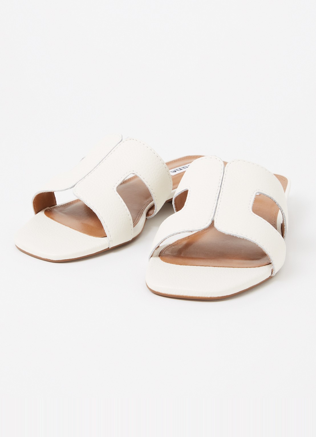 Dune London Wide Fit Loupe slipper van leer - detail gebroken wit