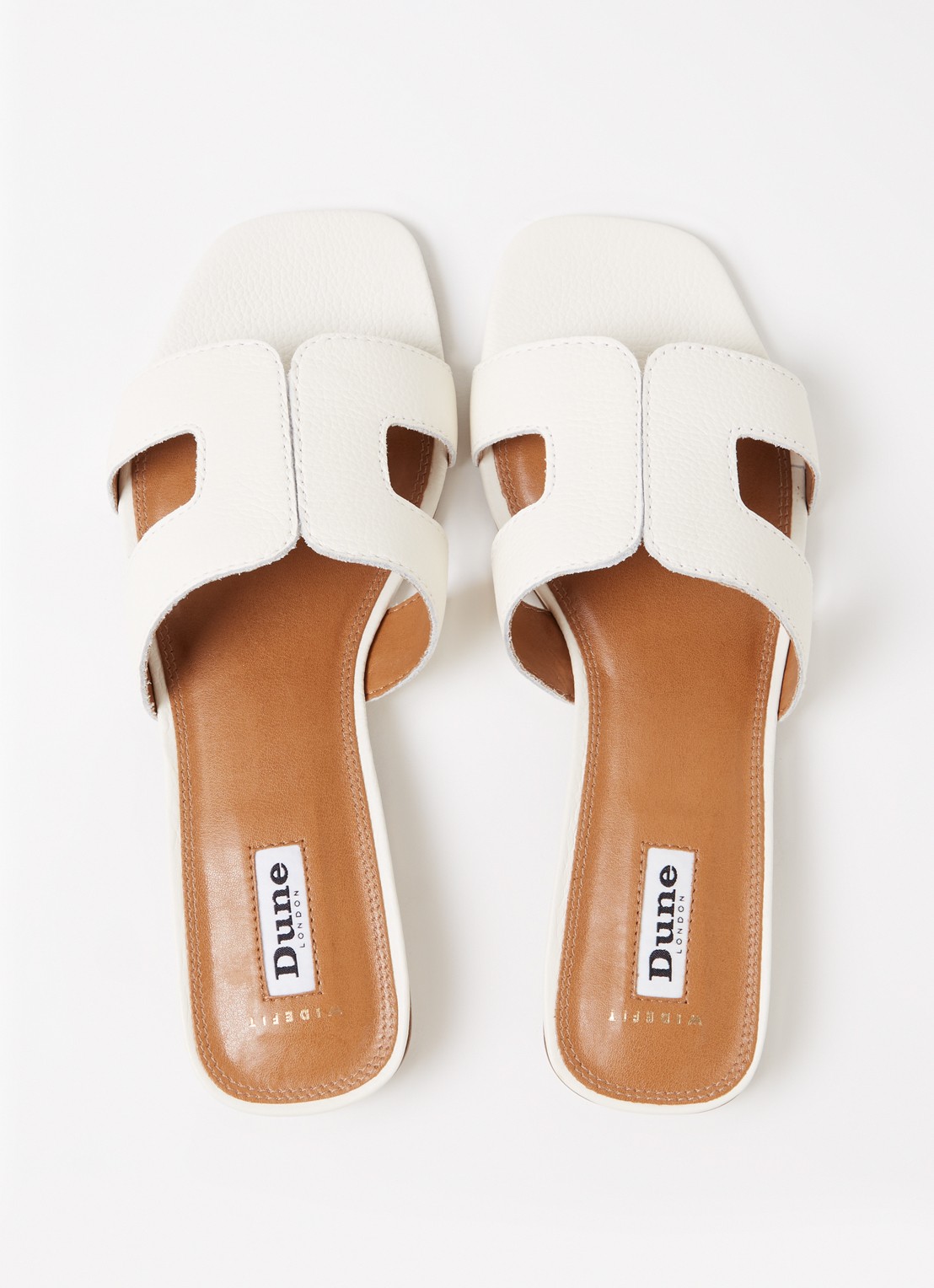 Dune London Wide Fit Loupe slipper van leer - detail 2 gebroken wit