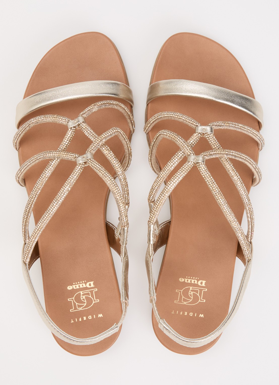 Dune London Wide Fit Lyrically sandaal van leer met strass - detail 2 goud