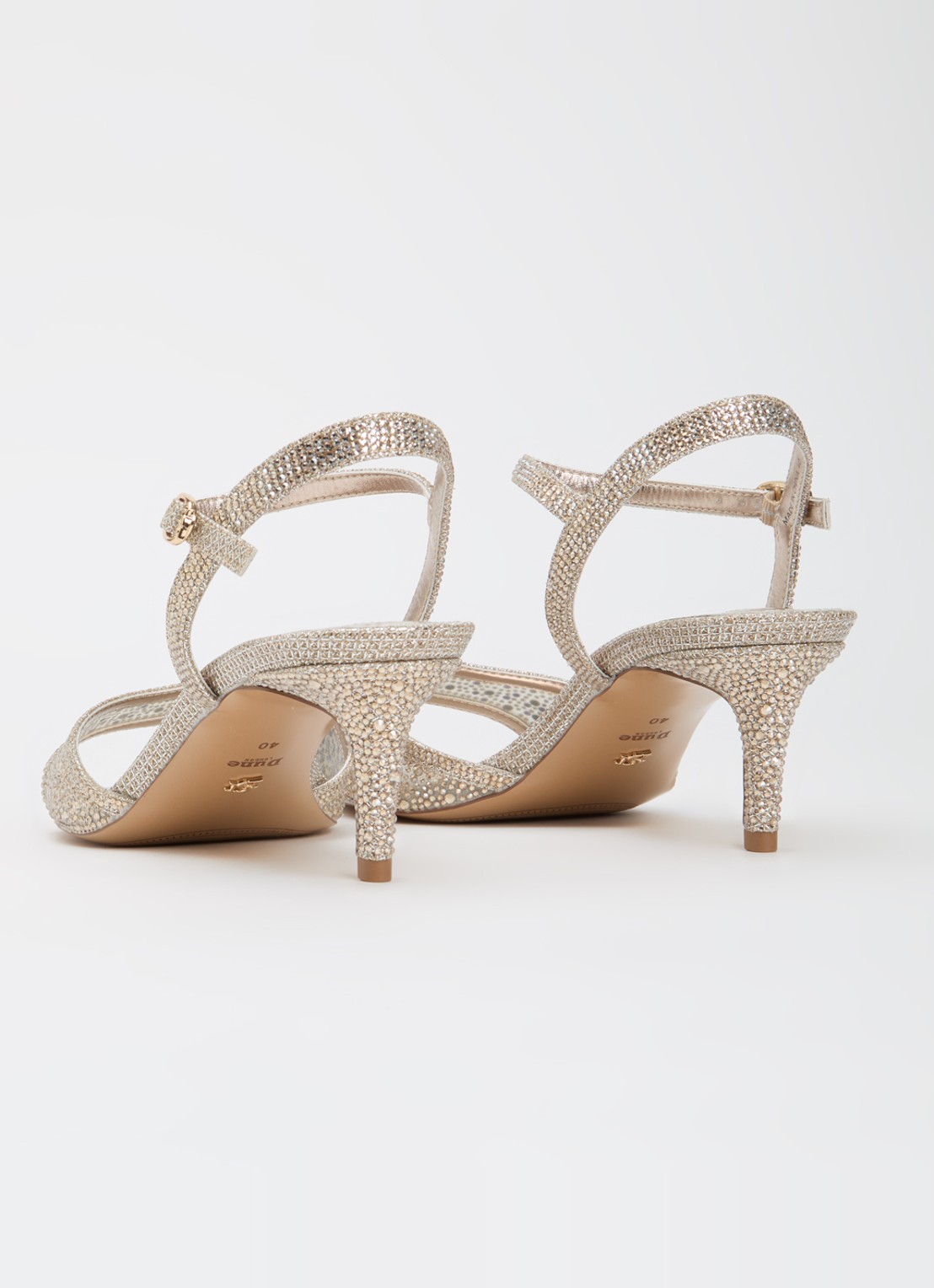 Dune London Wide Fit Manicure sandalette met strass - achterkant 5 zilver