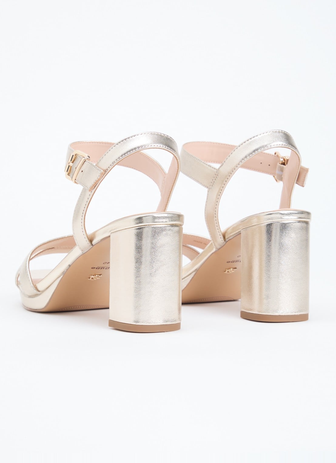 Dune London Wide Fit Manifesting sandalette van suède - achterkant 2 goud
