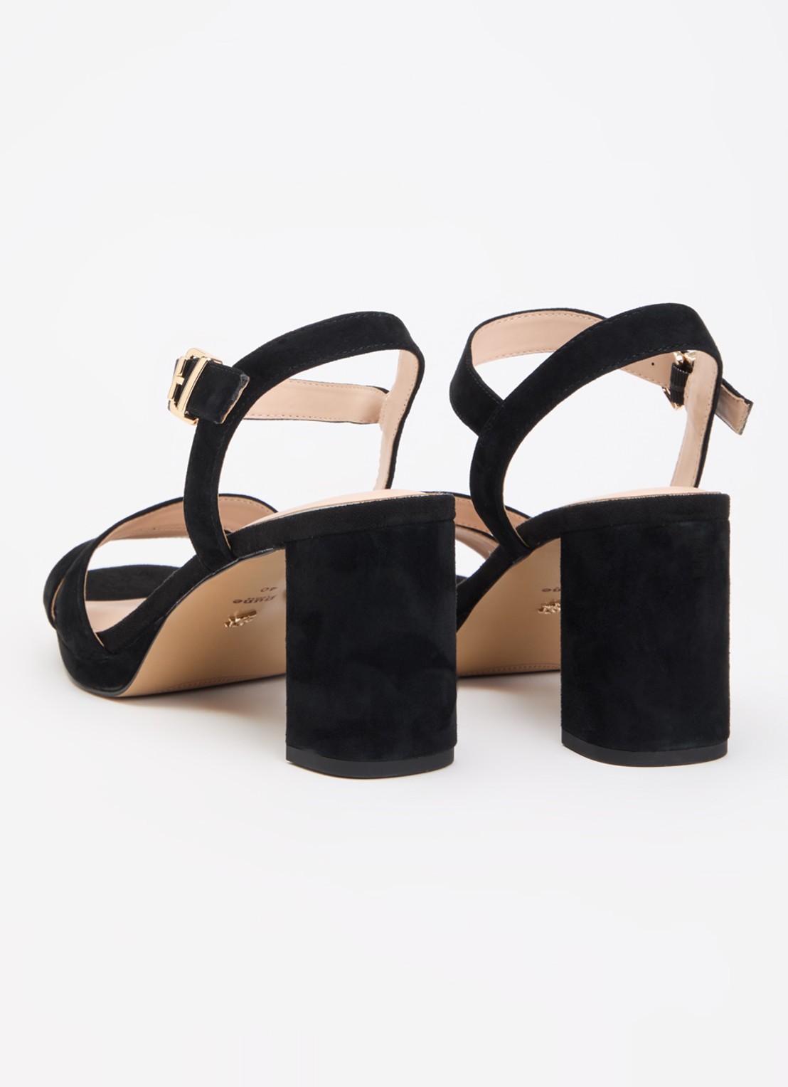 Dune London Wide Fit Manifesting sandalette van suède - achterkant zwart