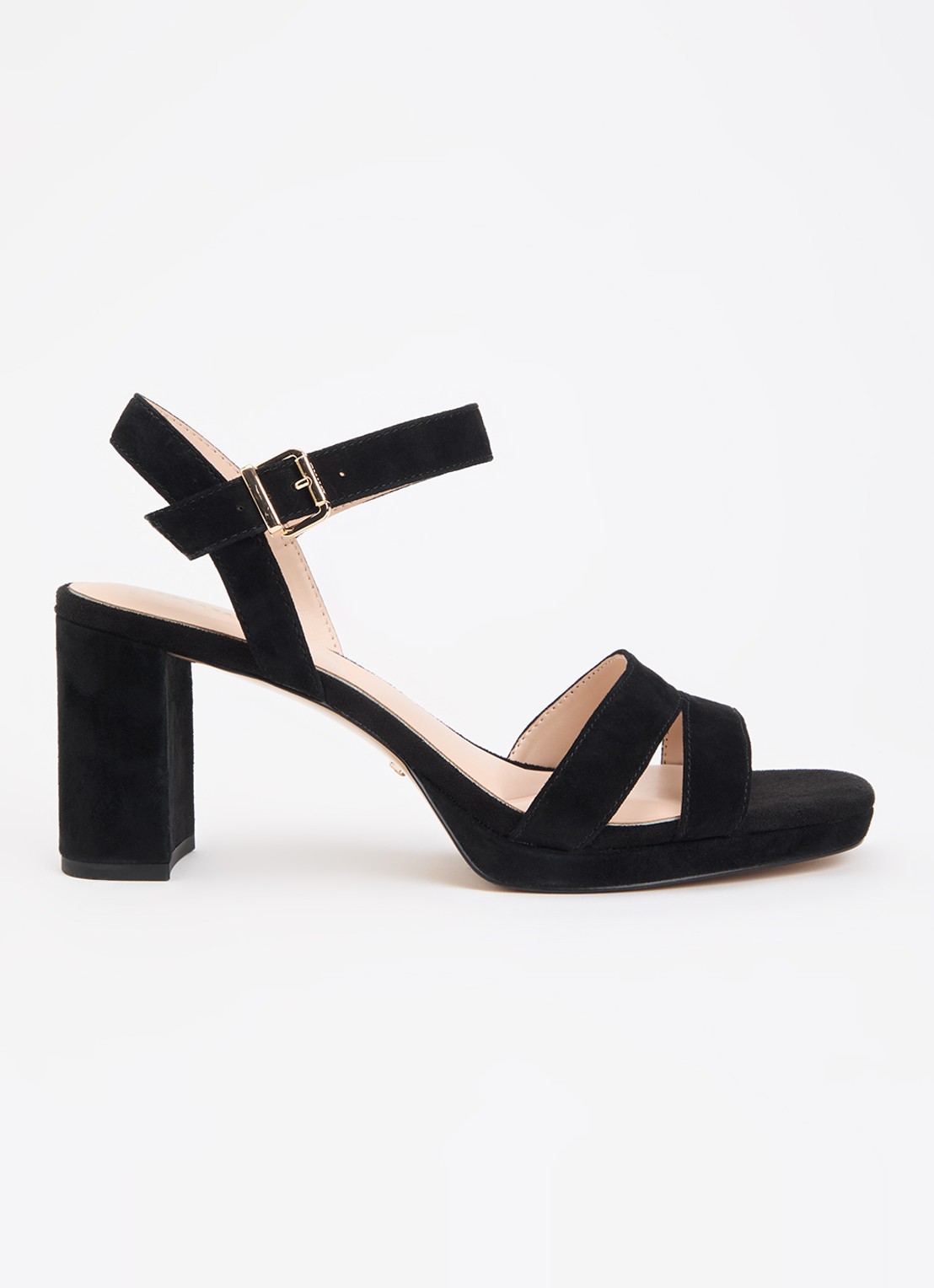 Dune London Wide Fit Manifesting sandalette van suède - voorkant 2 zwart
