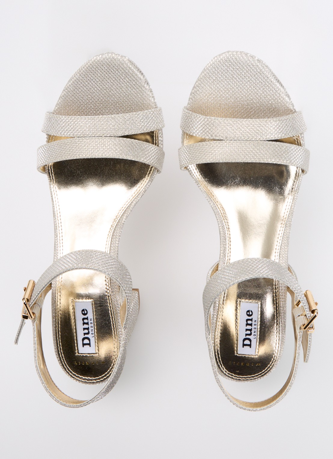 Dune London Wide Fit Merisa sandalette van leer - detail 2 goud