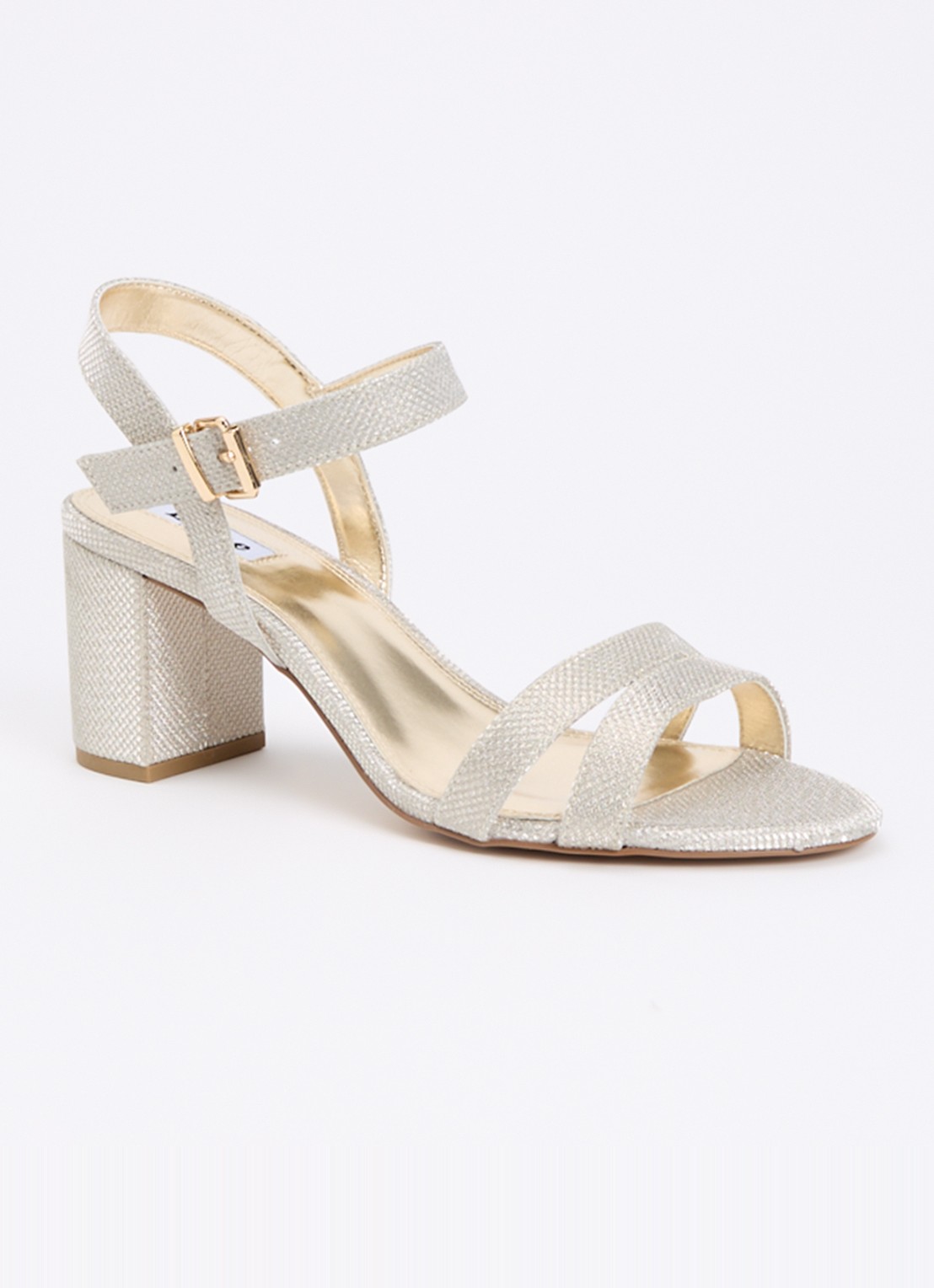 Dune London Wide Fit Merisa sandalette van leer - voorkant 5 goud