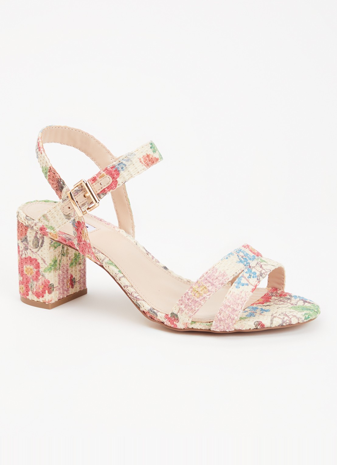Dune London Wide Fit Merisa sandalette van leer - voorkant 4 creme
