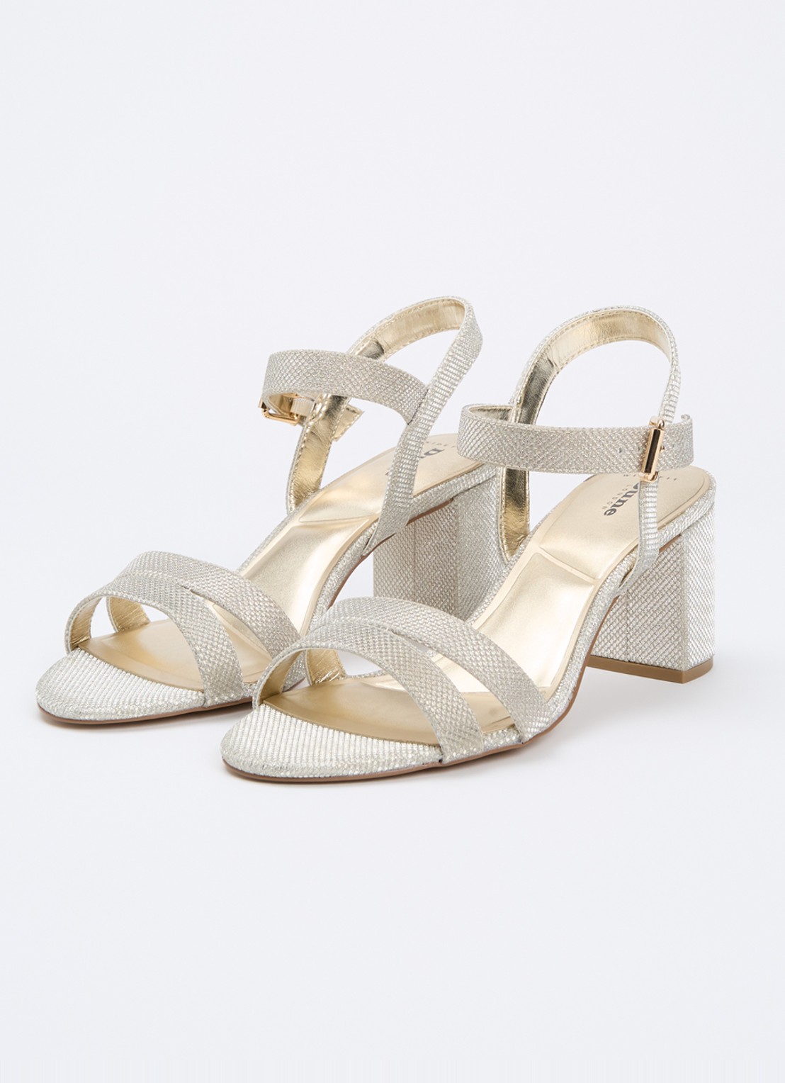 Dune London Wide Fit Merisa sandalette van leer - detail witgoud