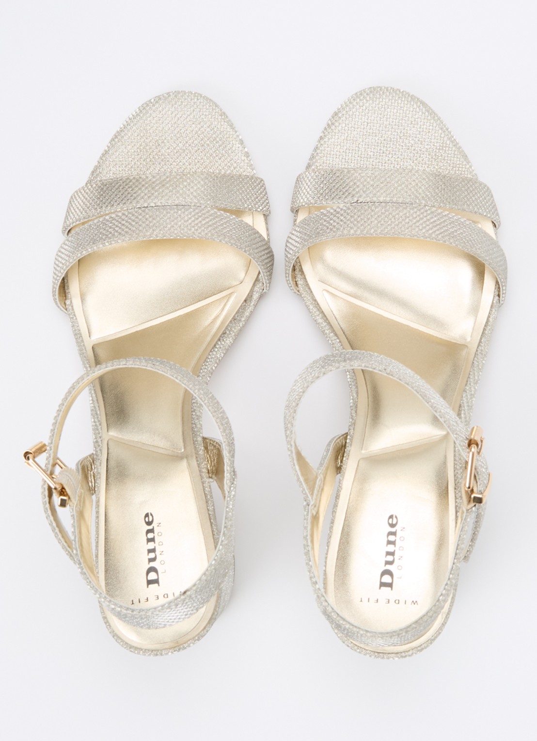 Dune London Wide Fit Merisa sandalette van leer - detail 2 witgoud