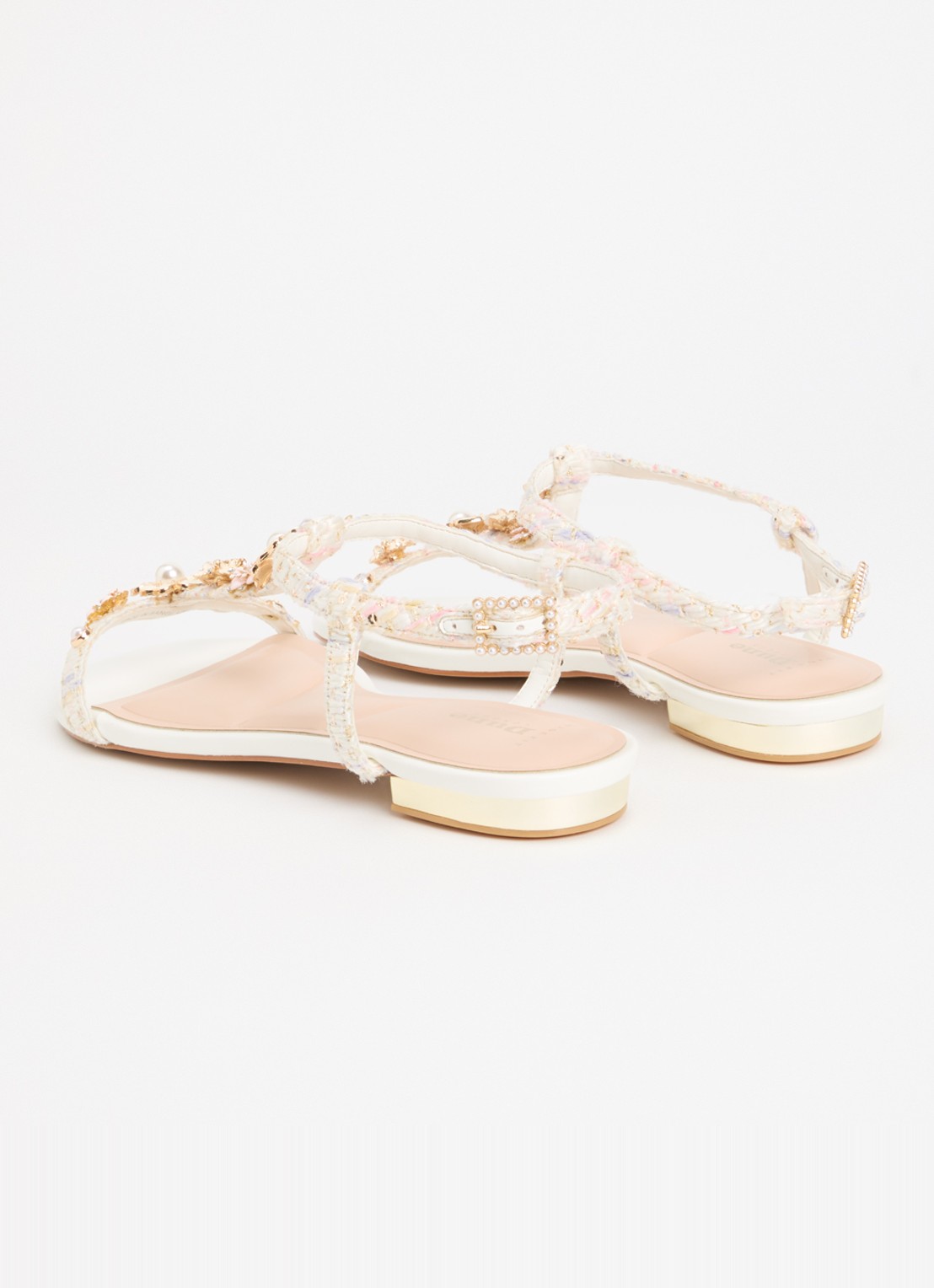 Dune London Wide Fit Nature sandaal met strass - achterkant 4 gebroken wit