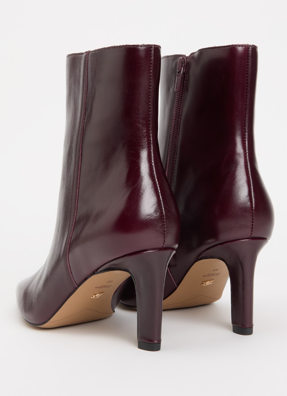 Dune London Wide Fit Ovation enkellaarsje van leer - achterkant bordeauxrood