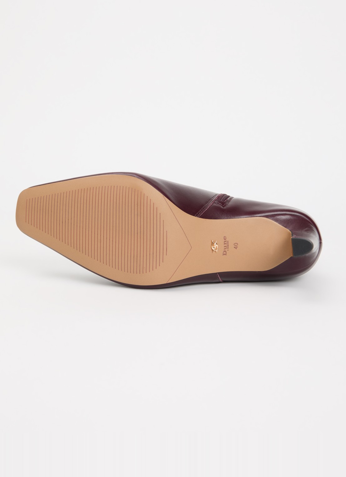 Dune London Wide Fit Ovation enkellaarsje van leer - detail 3 bordeauxrood