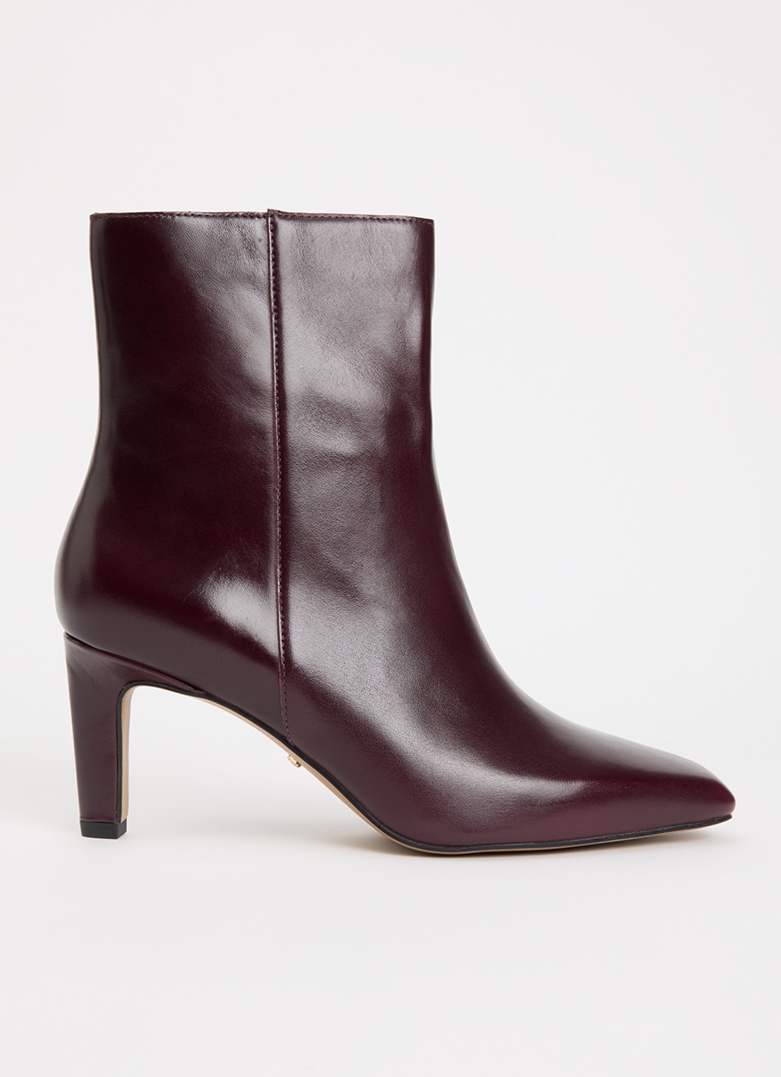 Dune London Wide Fit Ovation enkellaarsje van leer - voorkant 4 bordeauxrood