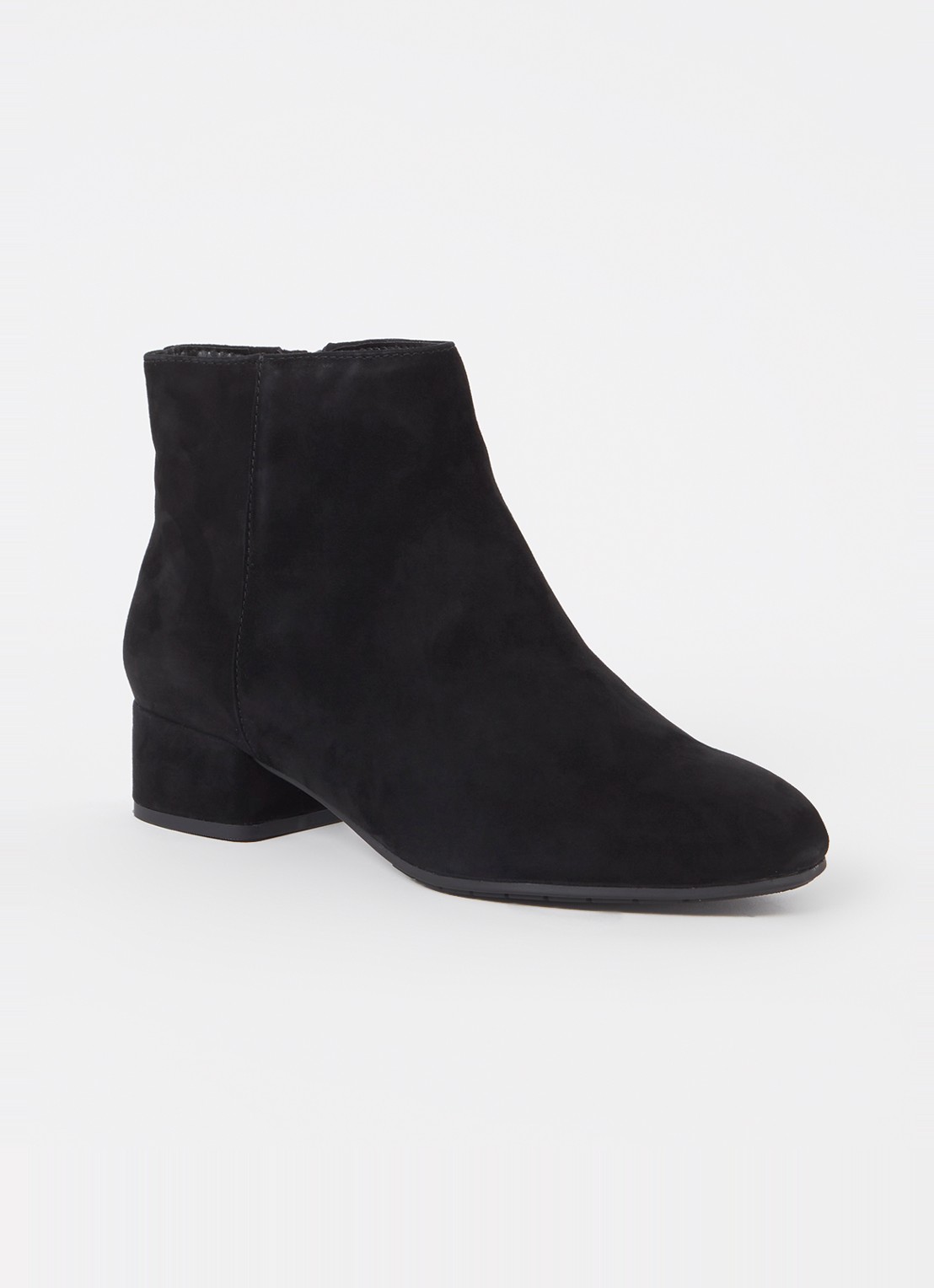 Dune London Wide Fit Pippie enkellaarsje van suède  - voorkant 4 zwart