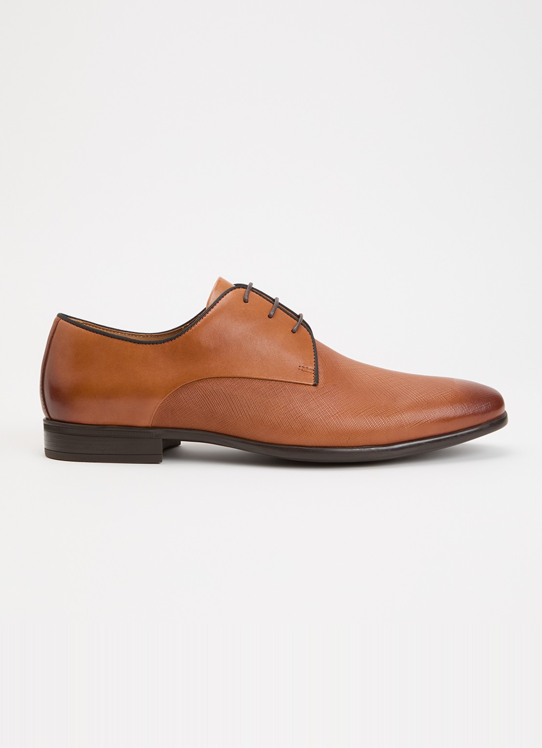 Dune London Wide Fit Saffi veterschoen van leer - voorkant 2 bruin
