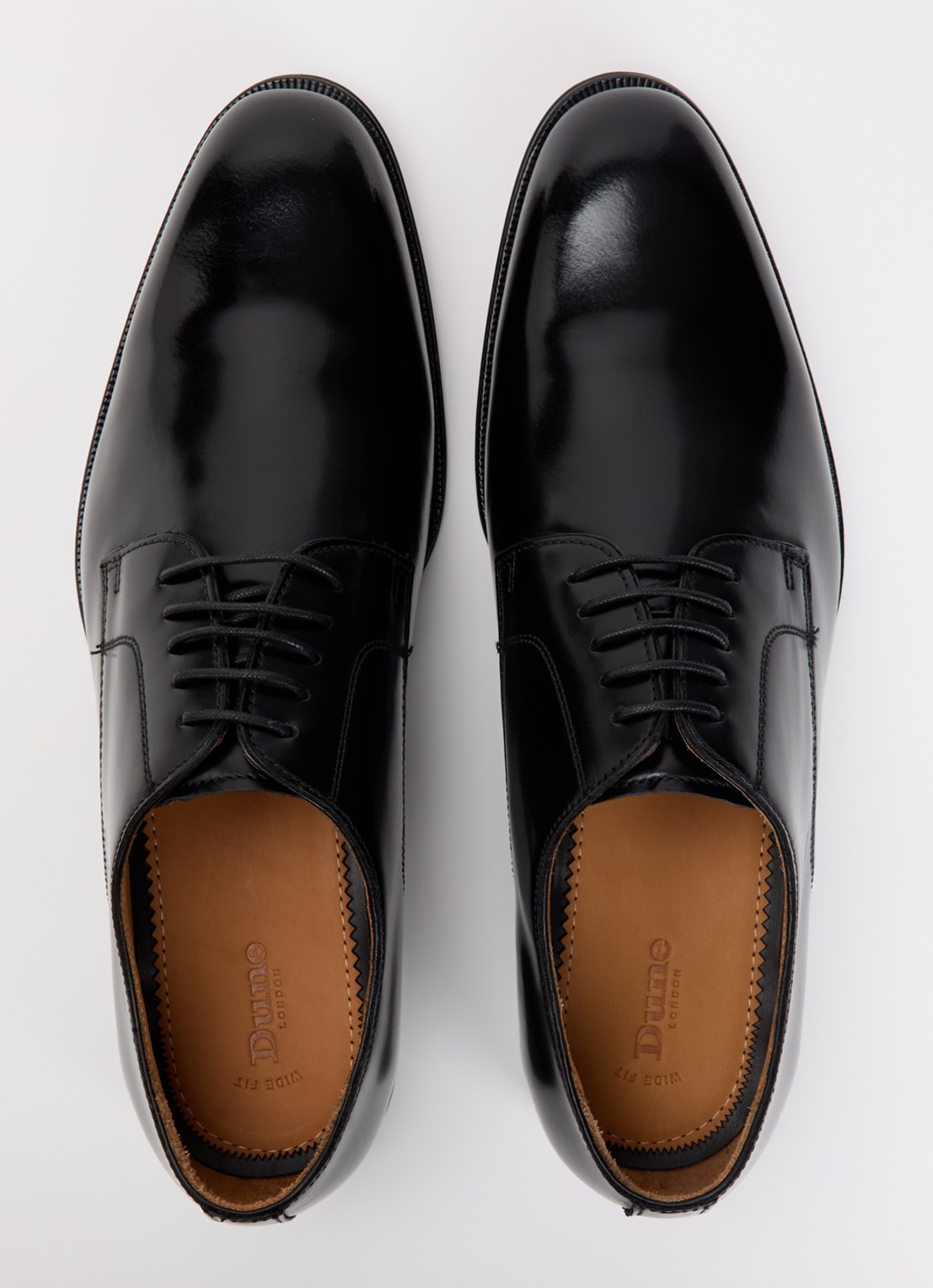 Dune London Wide Fit Salisburry veterschoen van leer  - detail 4 zwart