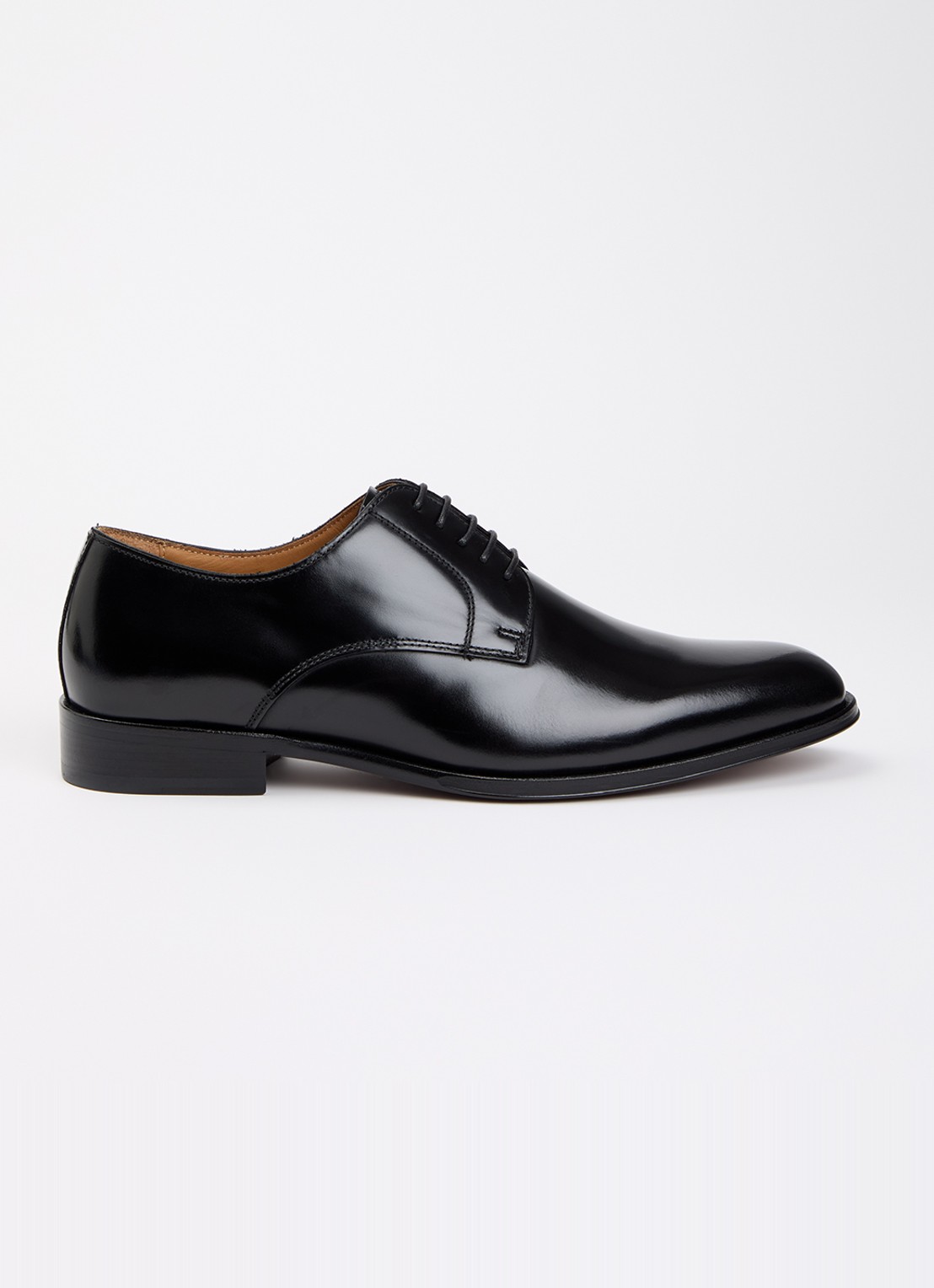 Dune London Wide Fit Salisburry veterschoen van leer  - voorkant zwart