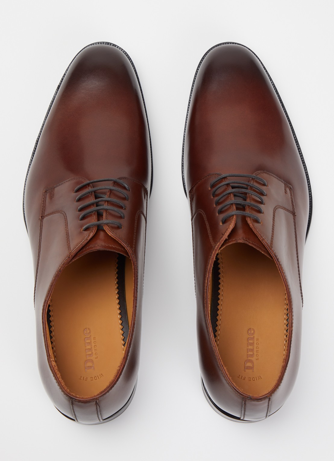 Dune London Wide Fit Salisburry veterschoen van leer  - detail 2 donkerbruin