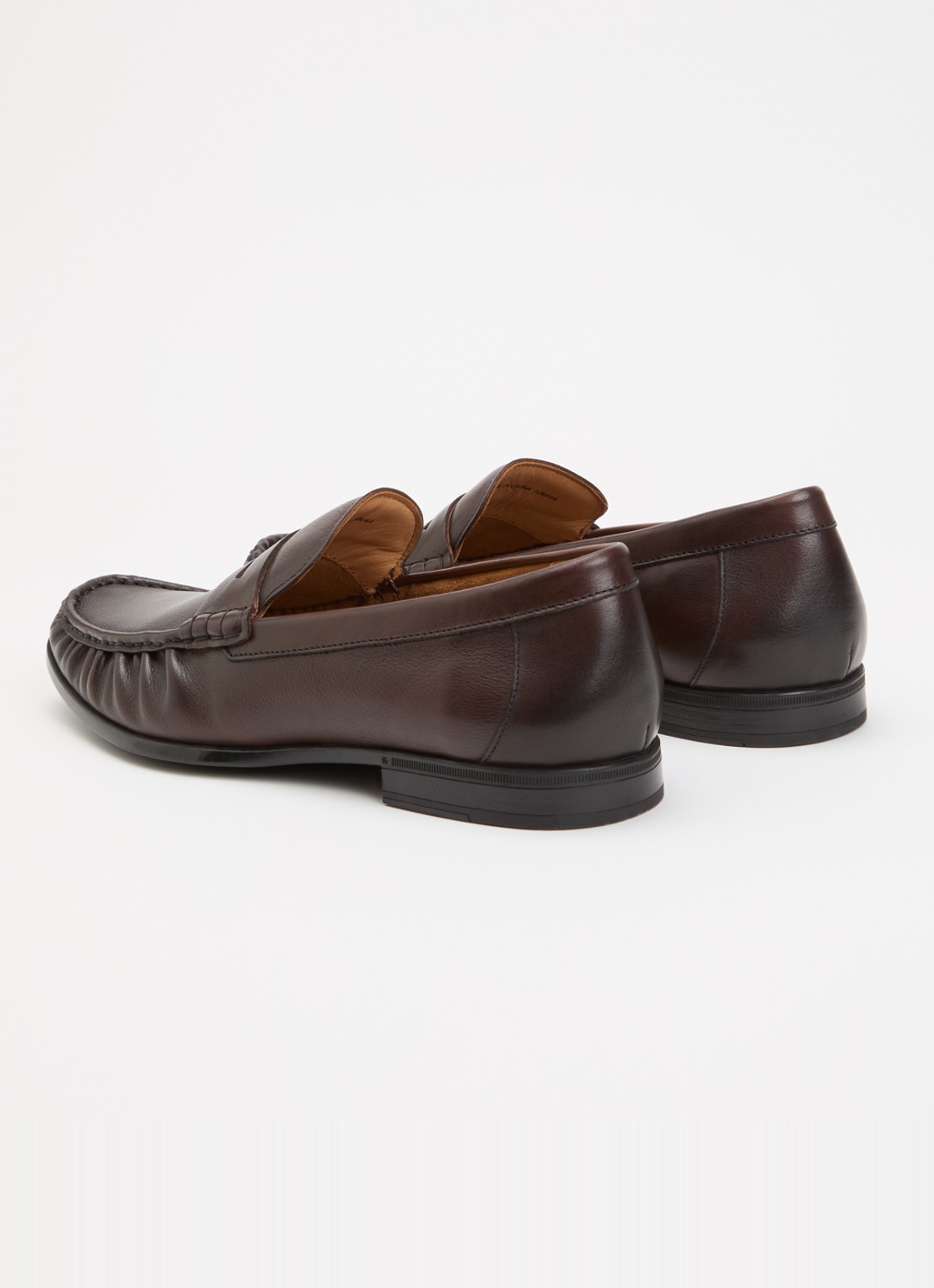 Dune London Wide Fit Sammi loafer van leer - achterkant donkerbruin