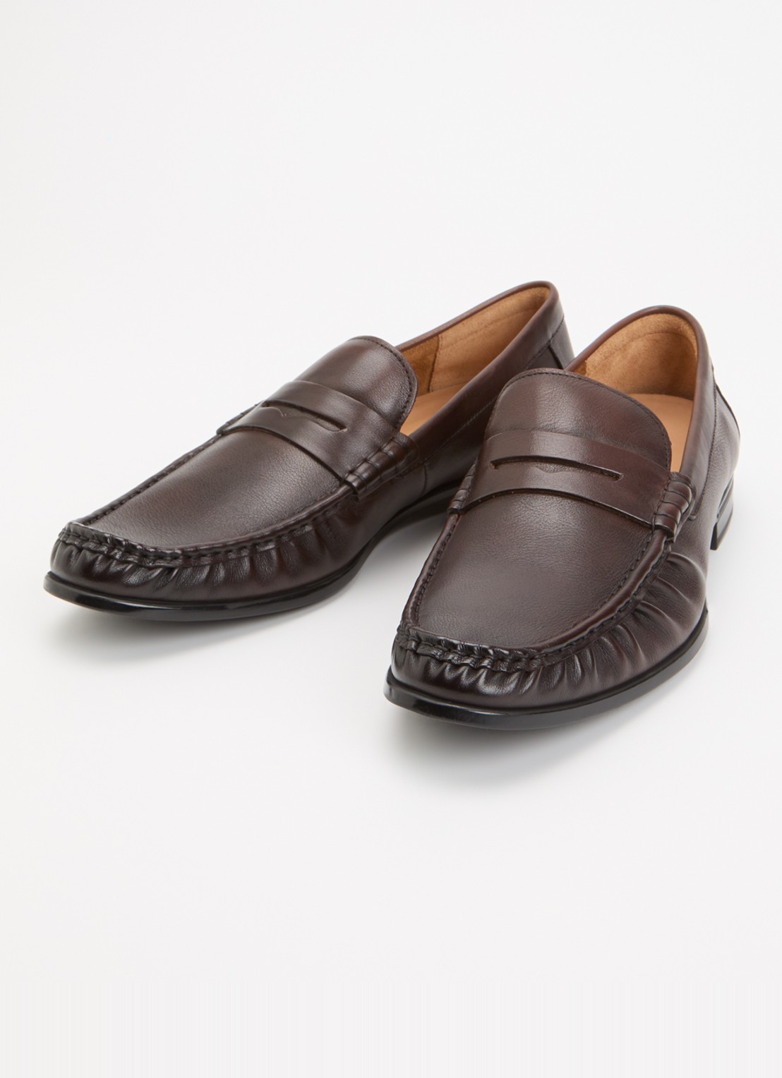 Dune London Wide Fit Sammi loafer van leer - detail 2 donkerbruin