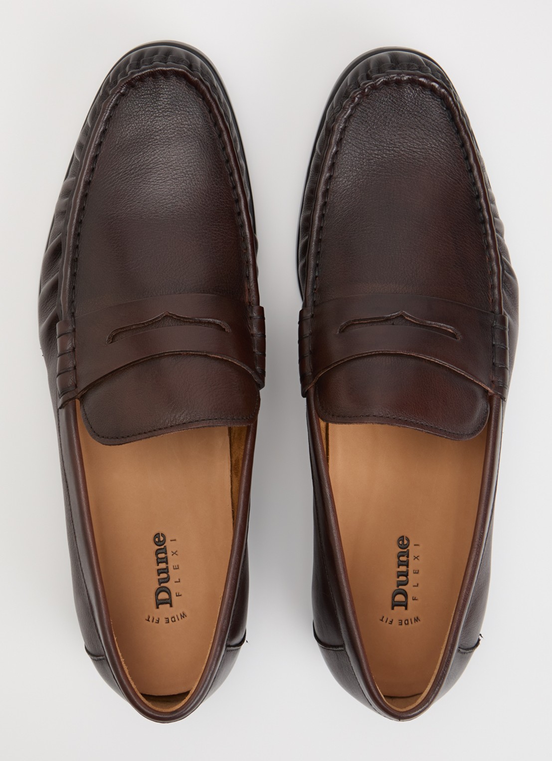 Dune London Wide Fit Sammi loafer van leer - detail 3 donkerbruin