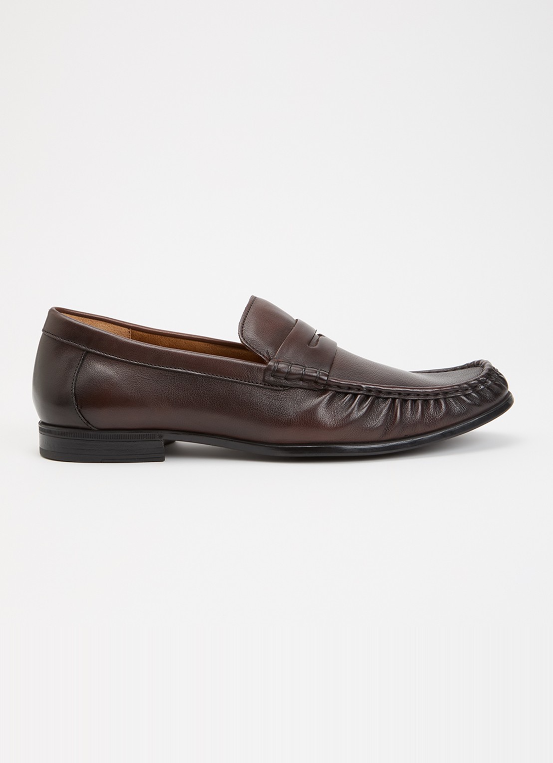 Dune London Wide Fit Sammi loafer van leer - voorkant 5 donkerbruin