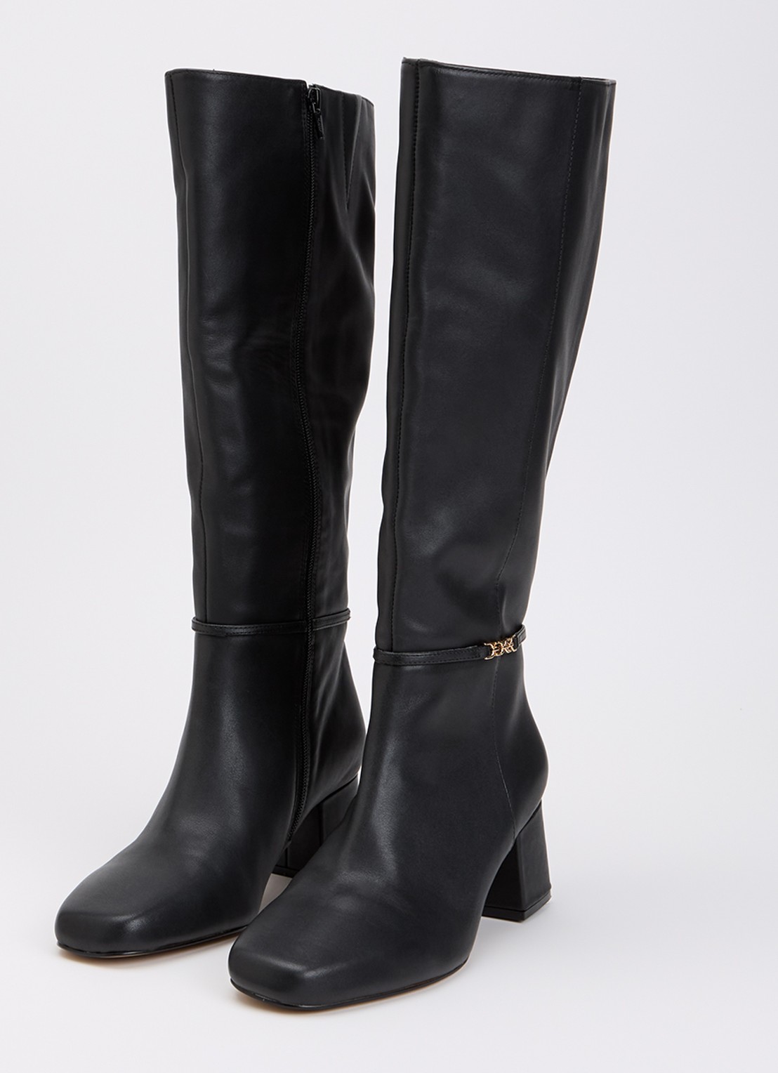 Dune London Wide Fit Sanna laars van leer - detail 2 zwart