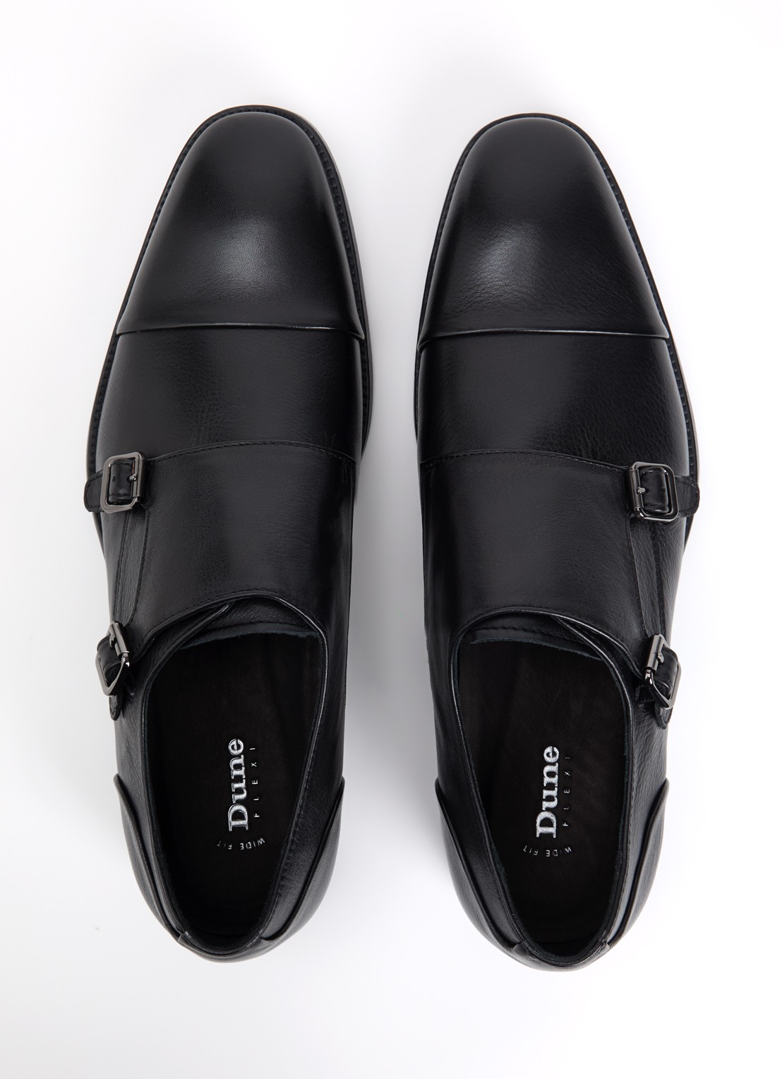 Dune London Wide Fit Satchin loafer van leer met gespdetail - detail 3 zwart