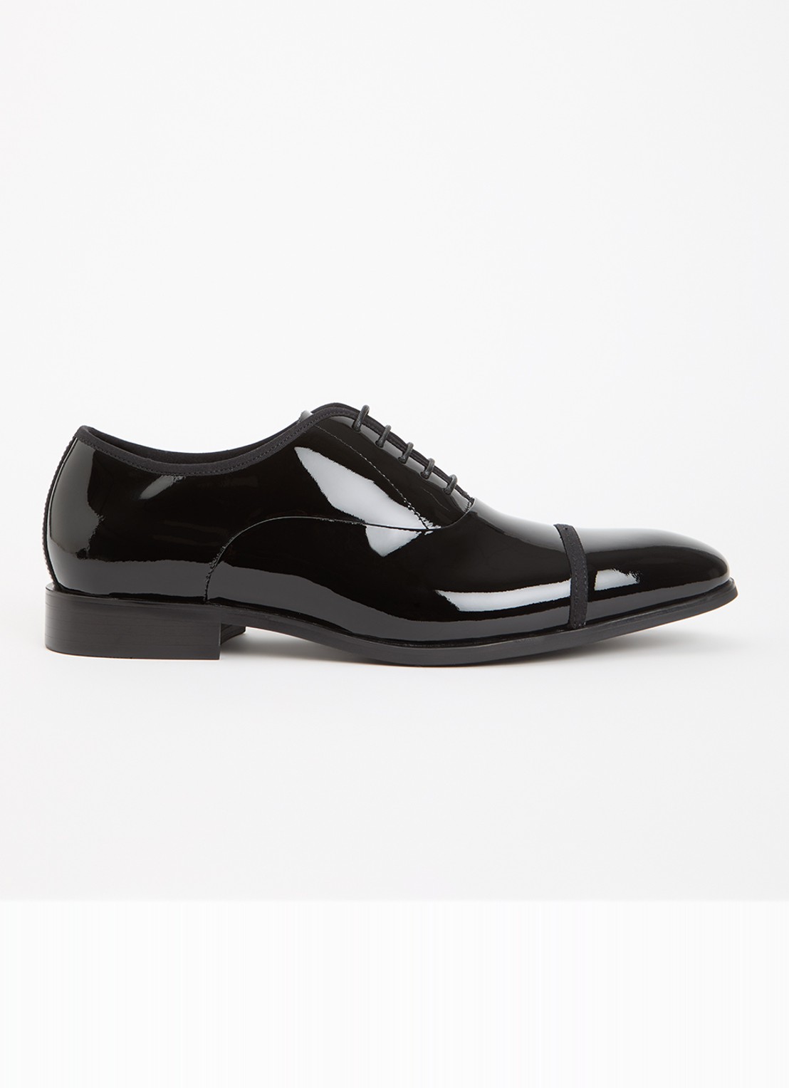 Dune London Wide Fit Shuffle veterschoen van lakleer - voorkant 2 zwart