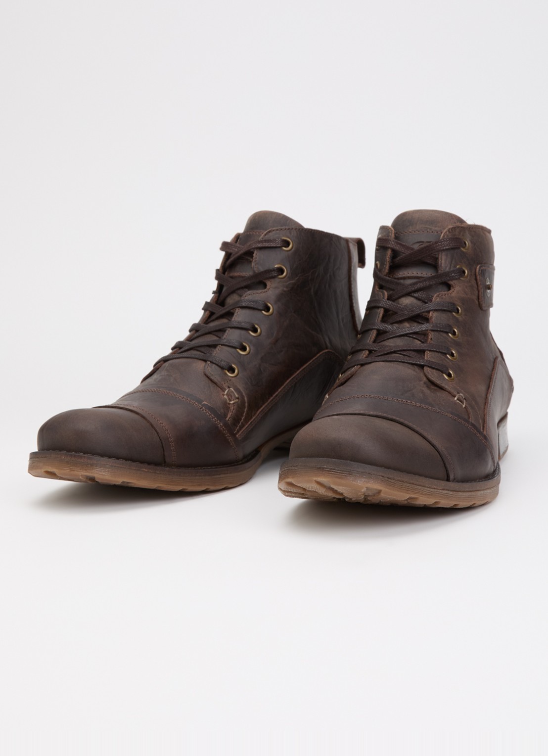 Dune London Wide Fit Simon veterboot van leer - detail bruin