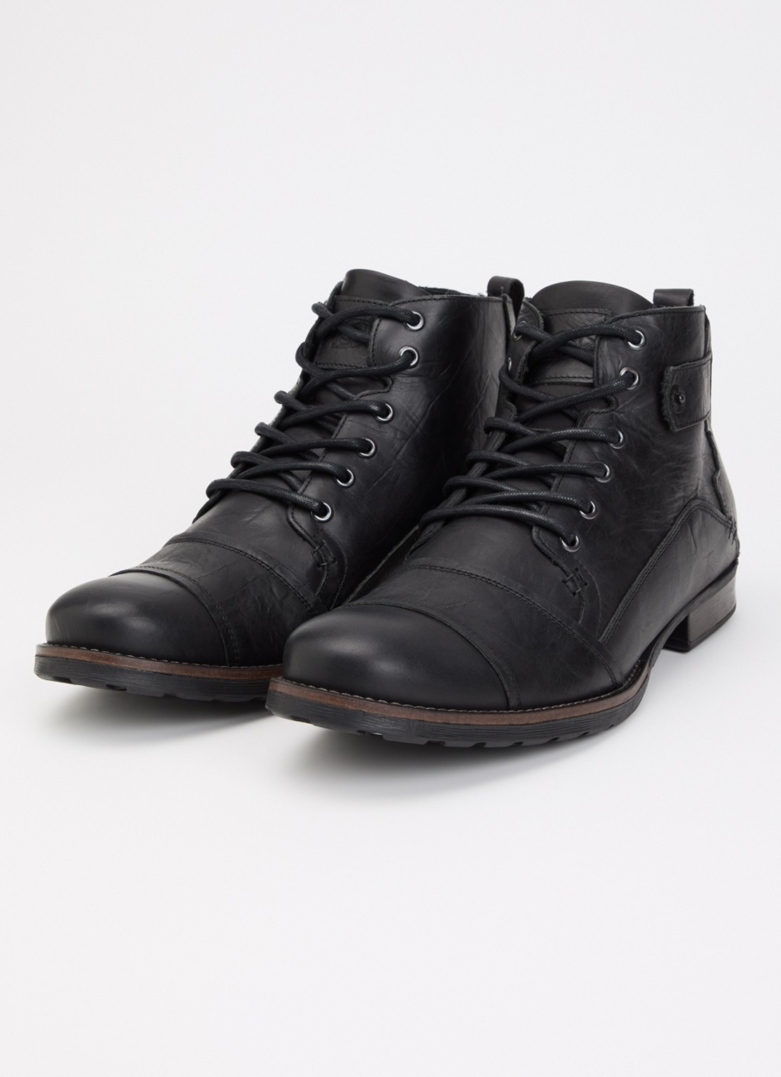 Dune London Wide Fit Simon veterboot van leer - detail zwart