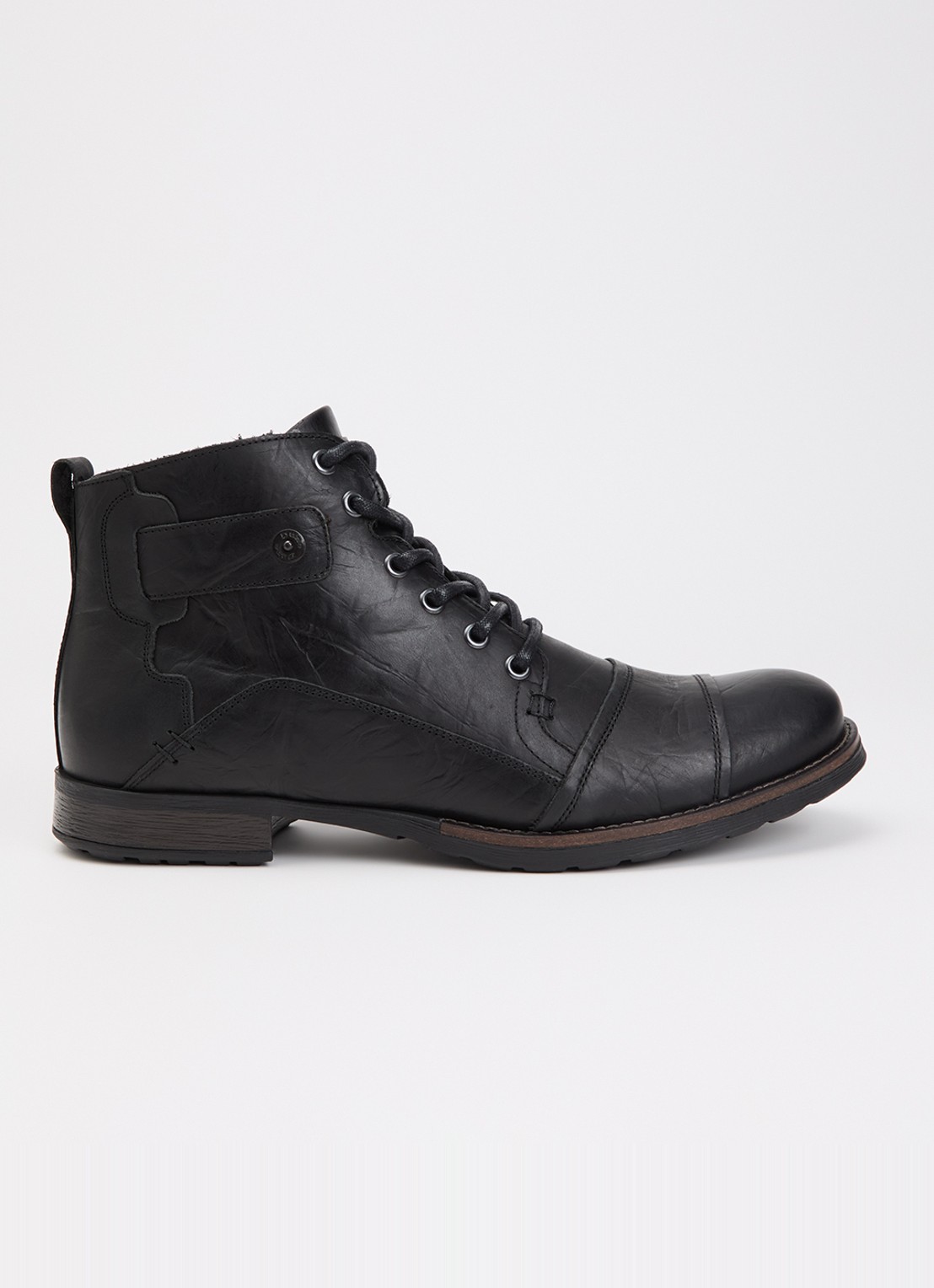 Dune London Wide Fit Simon veterboot van leer - voorkant 3 zwart