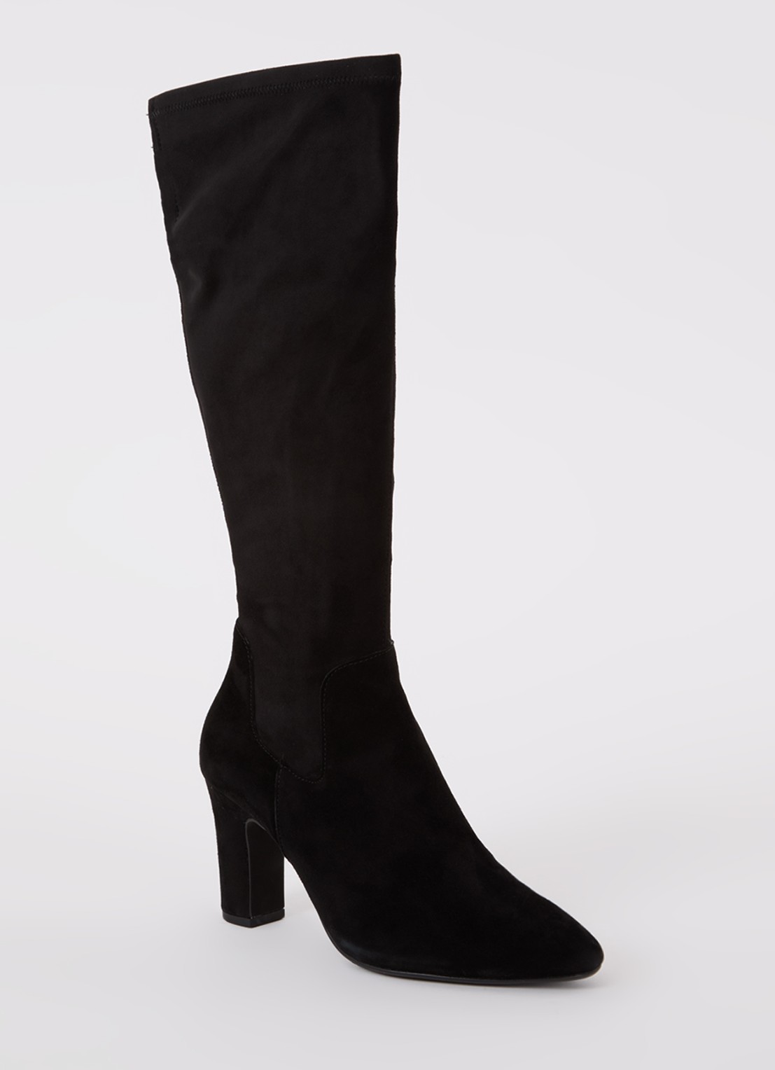 Dune London Wide Fit Simple laars van suède - voorkant 2 zwart