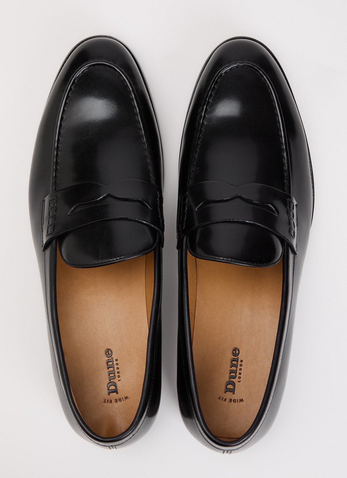 Dune London Wide Fit Skylers loafer van leer - detail 3 zwart