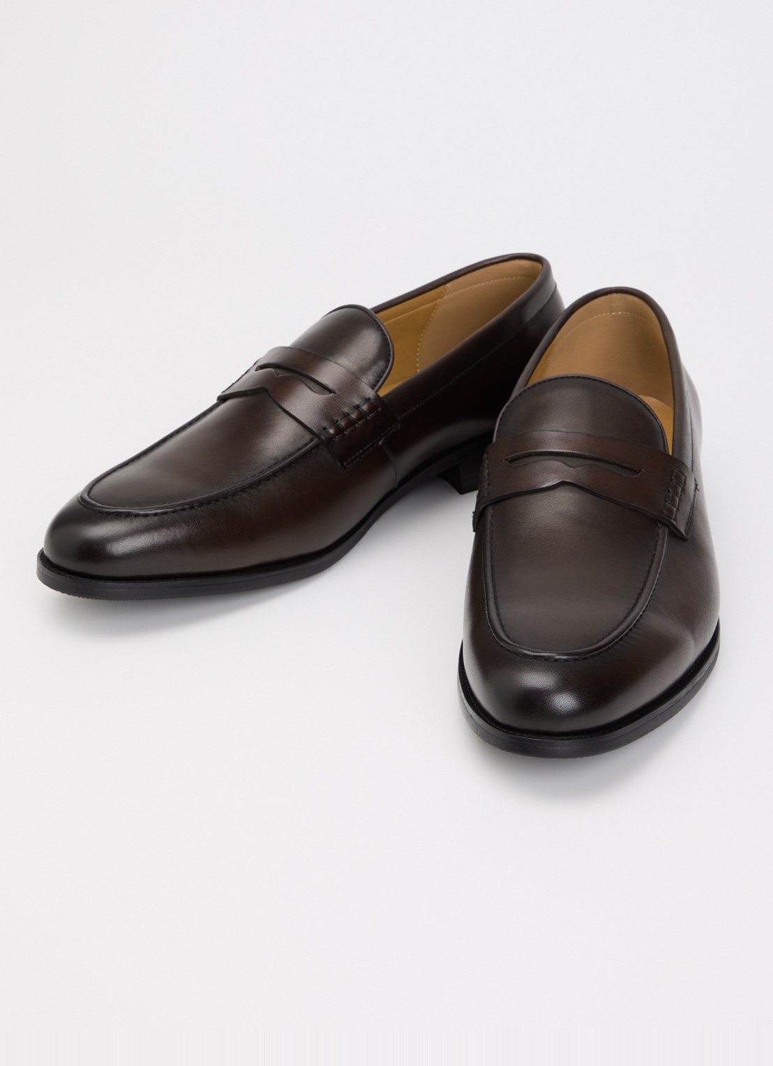 Dune London Wide Fit Skylers loafer van leer - detail bruin
