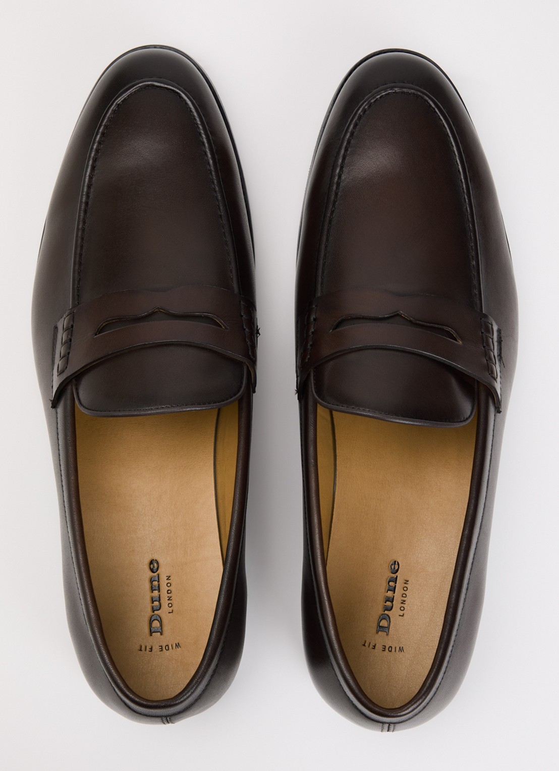 Dune London Wide Fit Skylers loafer van leer - detail 2 bruin