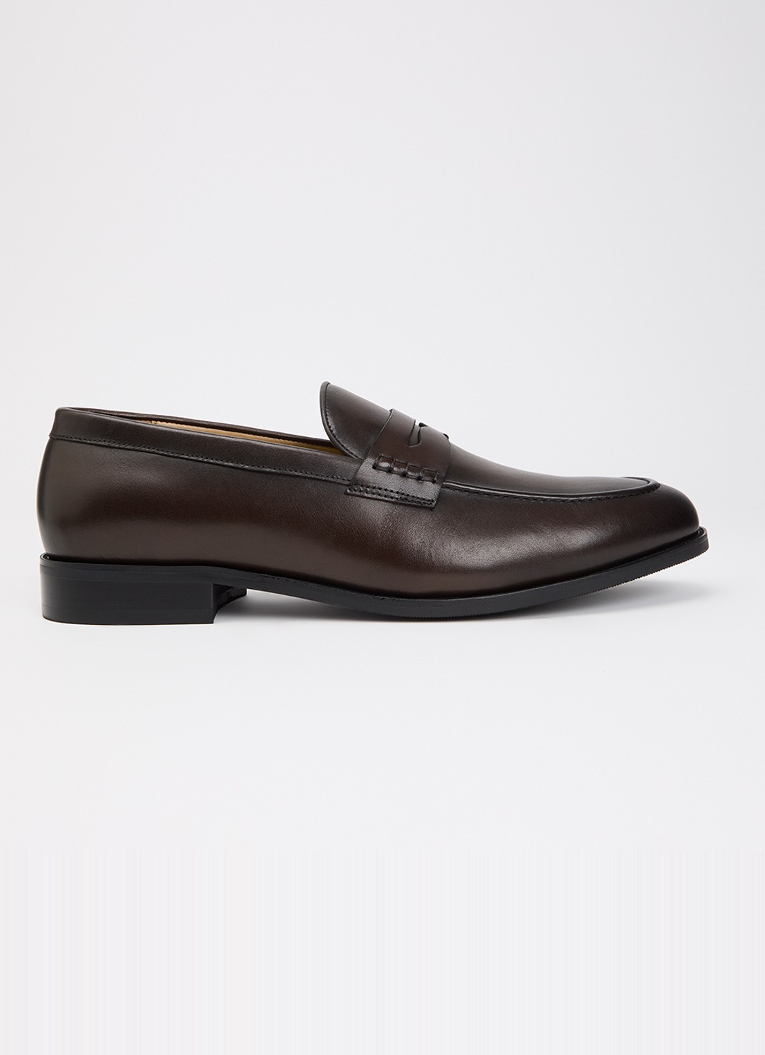 Dune London Wide Fit Skylers loafer van leer - voorkant 4 bruin