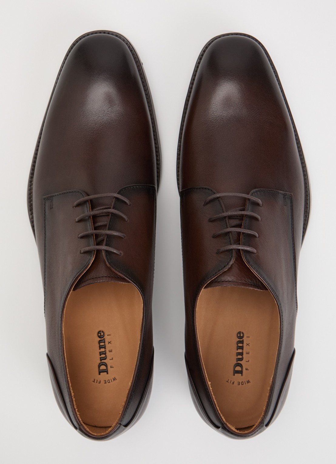 Dune London Wide Fit Sole veterschoen van leer  - detail 4 bruin