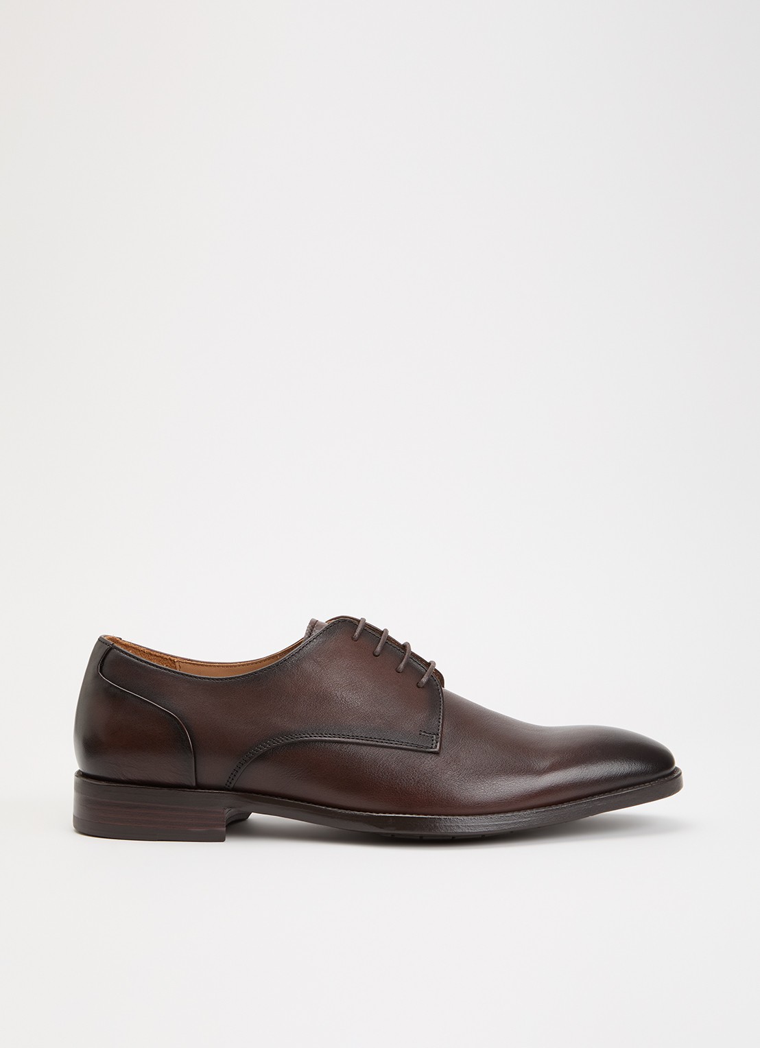 Dune London Wide Fit Sole veterschoen van leer  - voorkant bruin