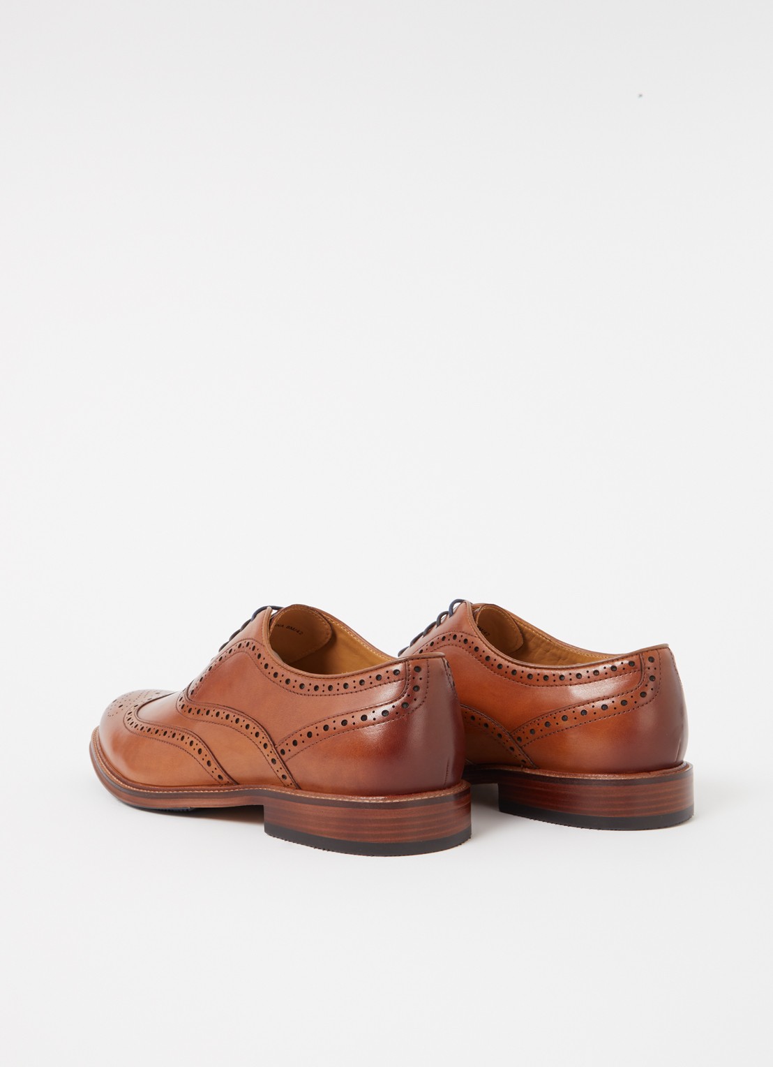 Dune London Wide Fit Solihull brogue van leer - achterkant 5 cognac