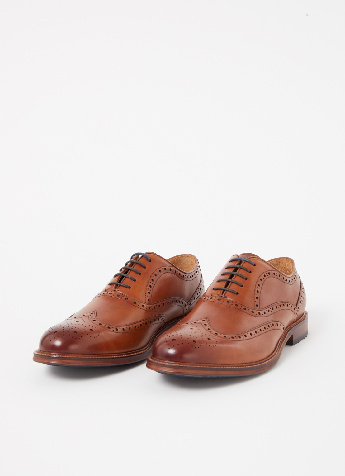 Dune London Wide Fit Solihull brogue van leer - detail 2 cognac