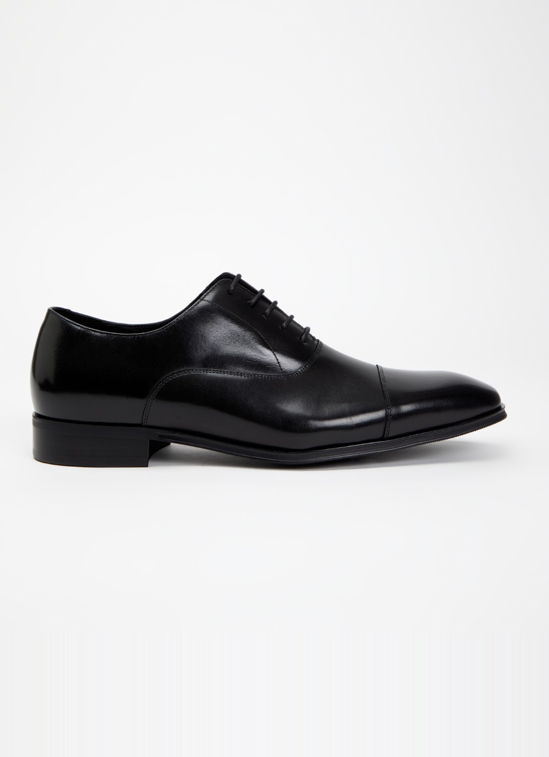Dune London Wide Fit Solver veterschoen van leer met lakfinish - voorkant 4 zwart