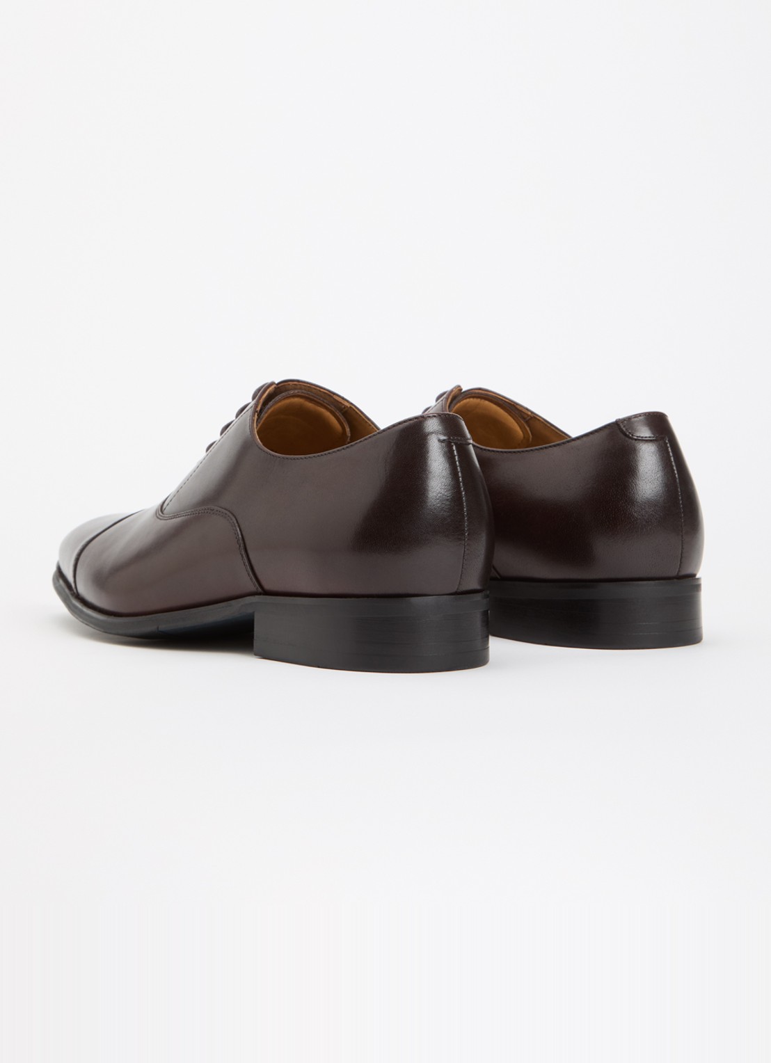 Dune London Wide Fit Solver veterschoen van leer met lakfinish - achterkant donkerbruin