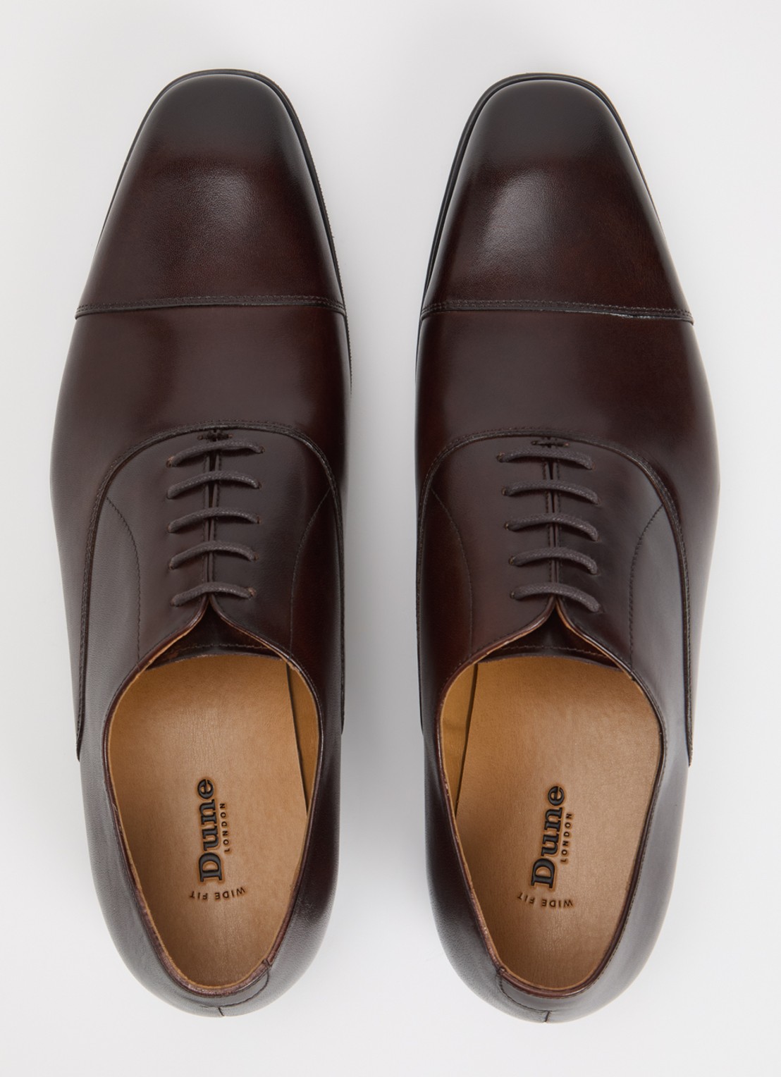 Dune London Wide Fit Solver veterschoen van leer met lakfinish - detail 3 donkerbruin