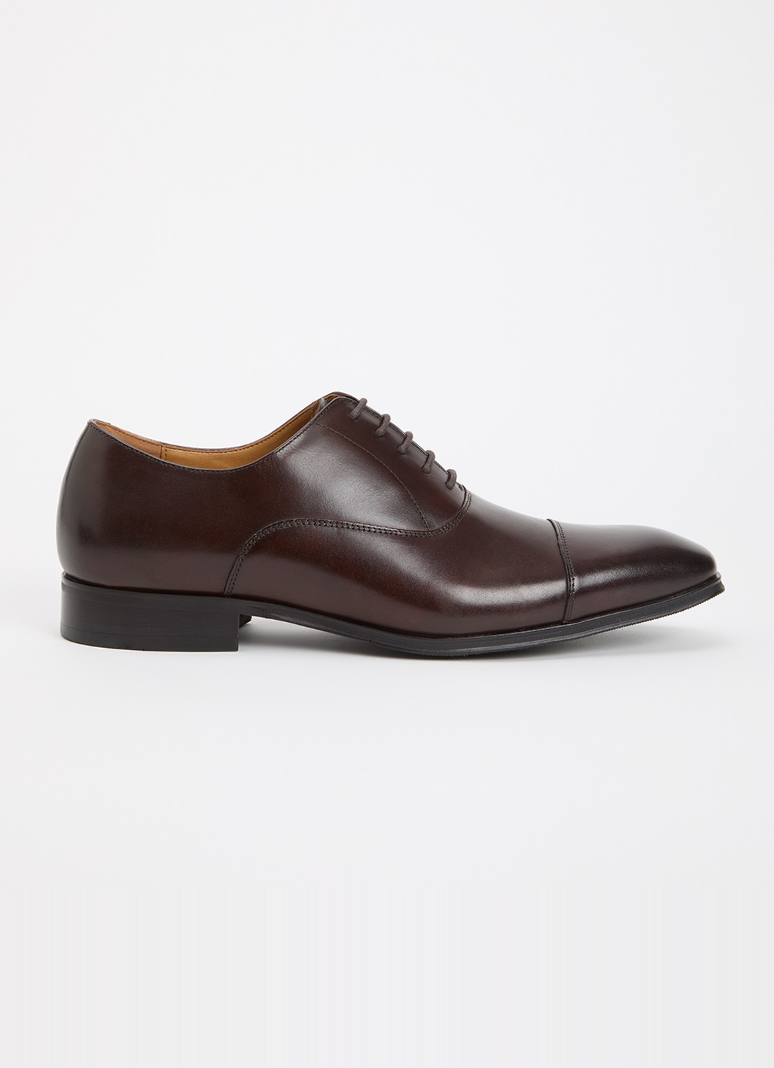 Dune London Wide Fit Solver veterschoen van leer met lakfinish - voorkant 5 donkerbruin