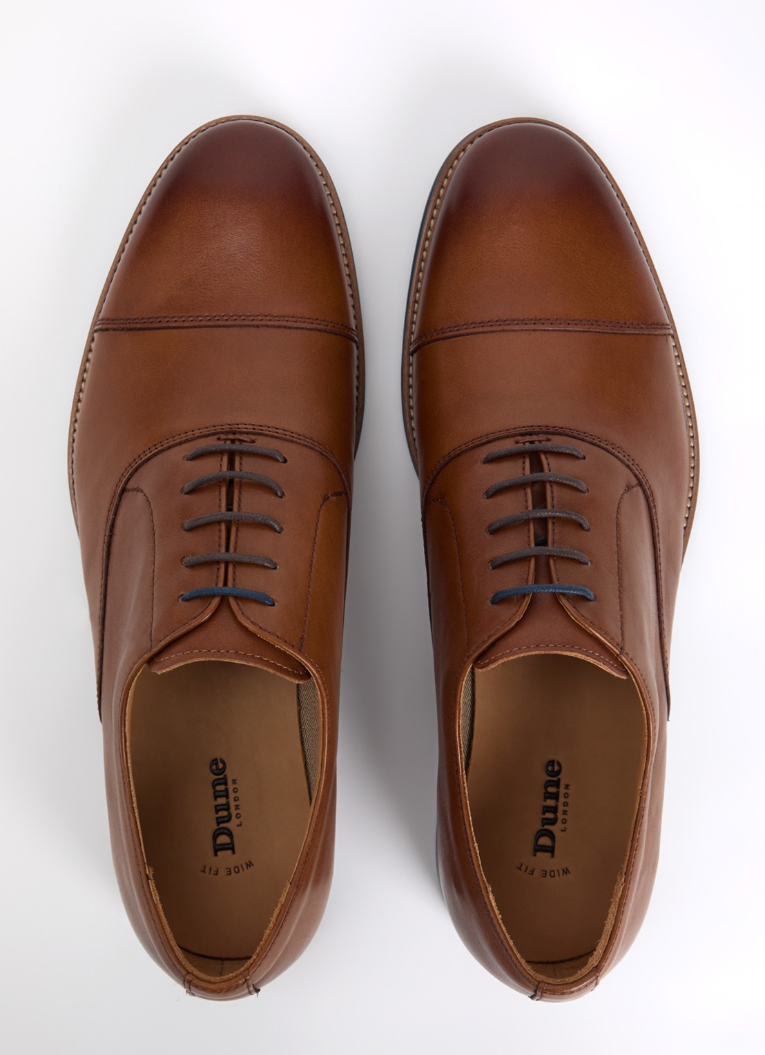 Dune London Wide Fit Stanlakes veterschoen van leer - detail 4 cognac