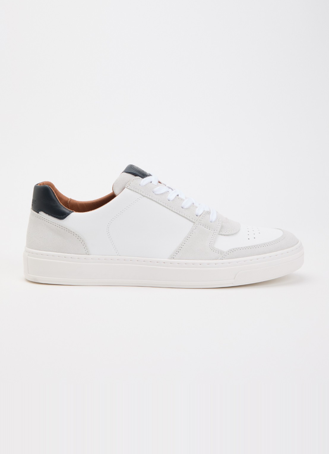 Dune London Wide Fit Tawly sneaker van leer met suède details - voorkant 5 wit