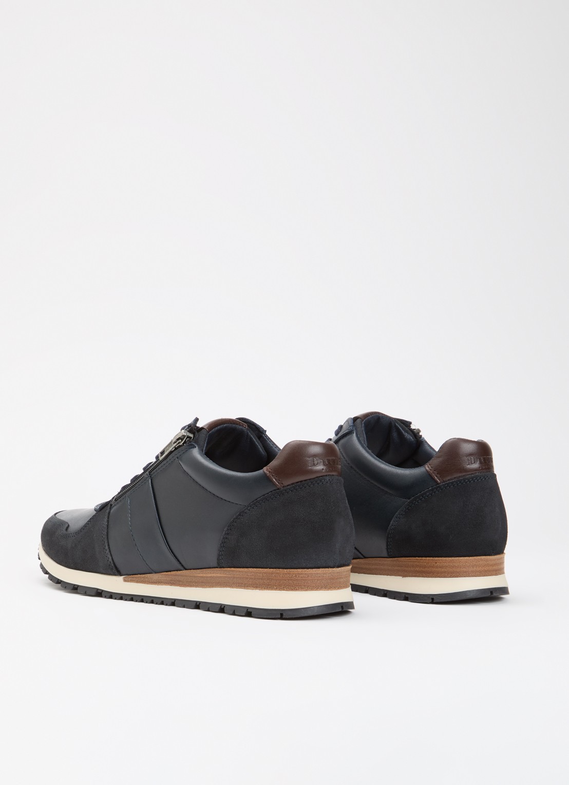 Dune London Wide Fit Thame sneaker van leer met ritsdetail  - achterkant 5 donkerblauw