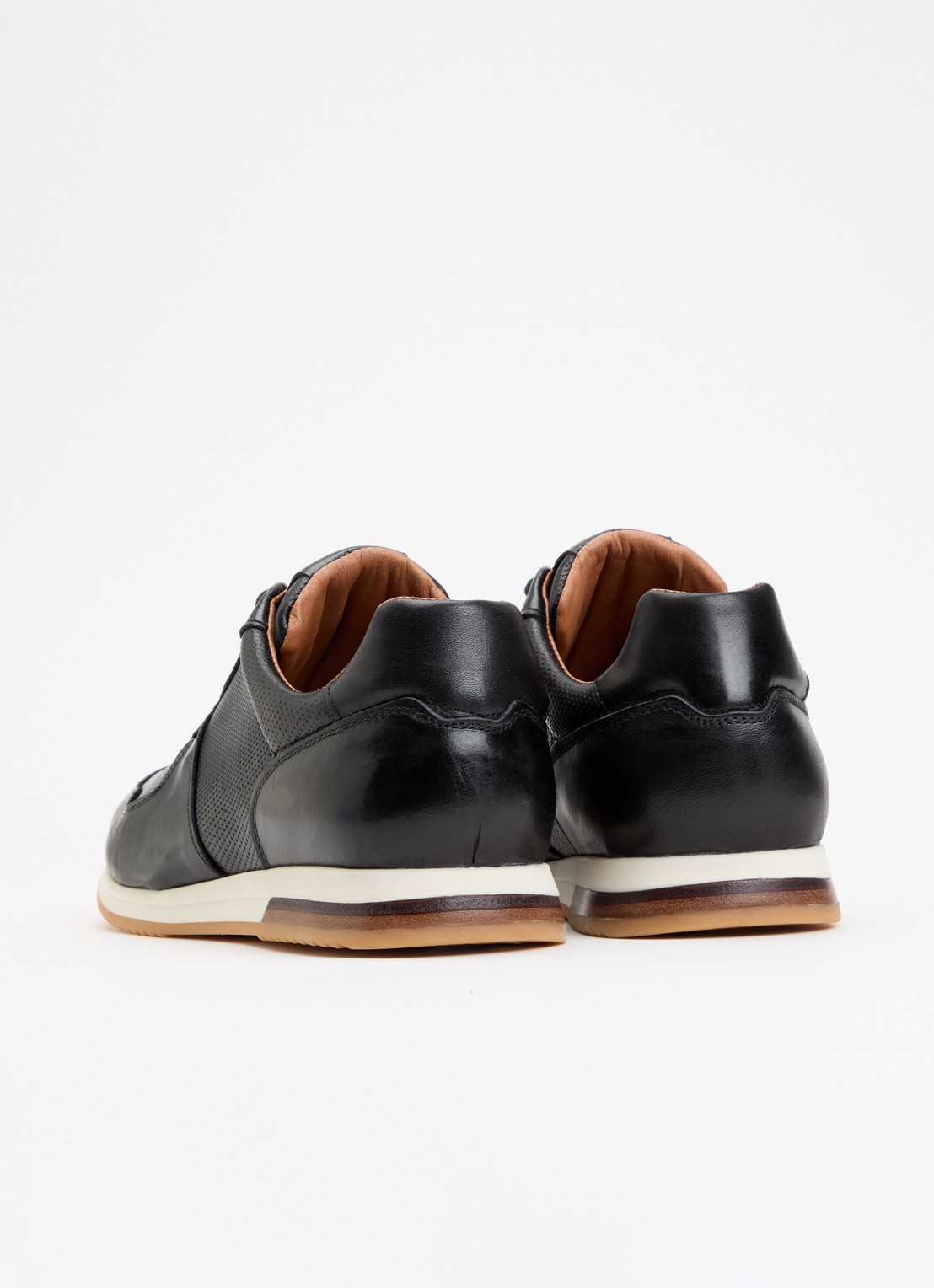 Dune London Wide Fit Trilogy sneaker van leer - achterkant zwart